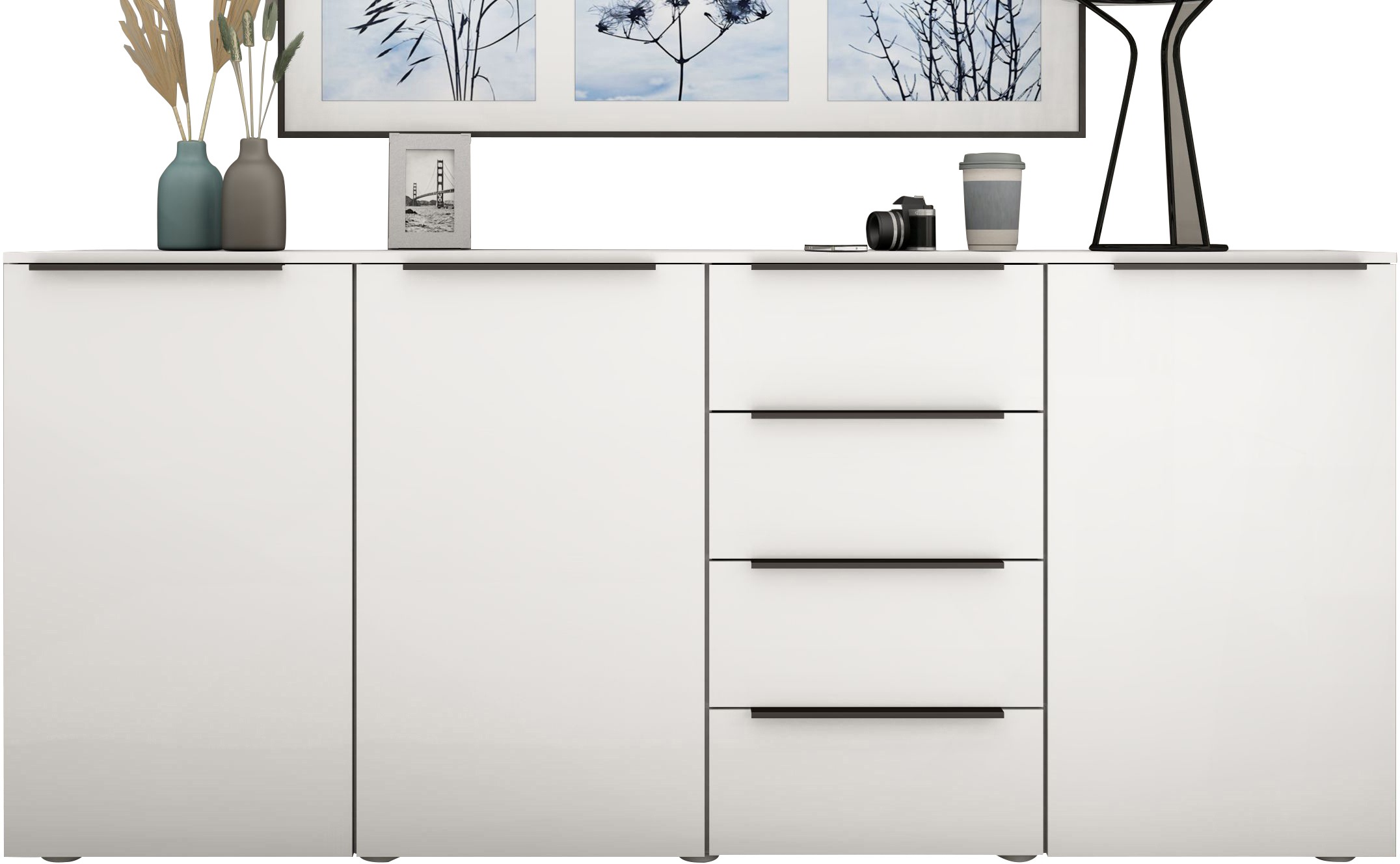 Image of borchardt Möbel Highboard "Tom" Sideboard mit Metallgriffen, 3Türen und 4 Schubkästen, Breite 200 cm