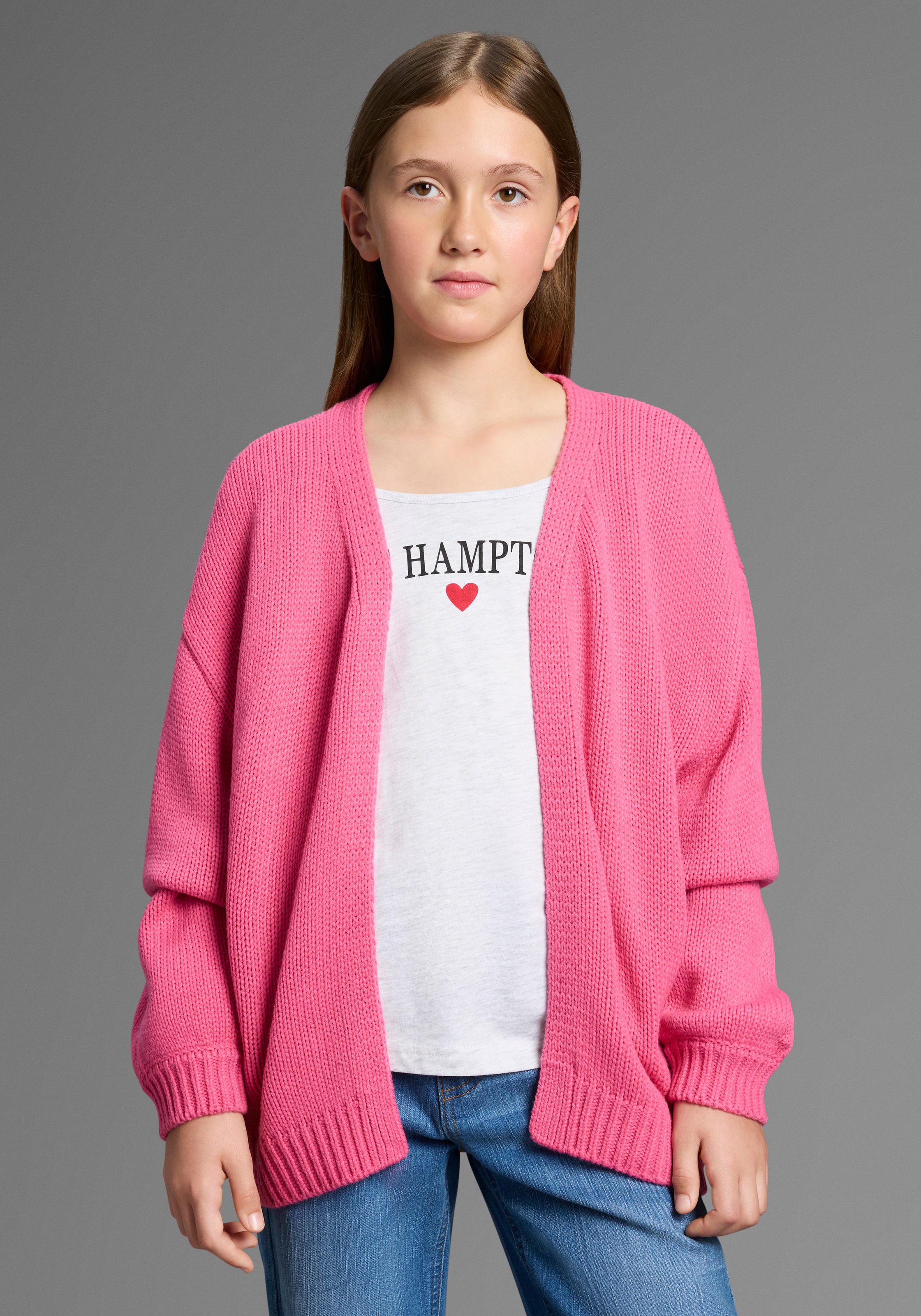 Image of Bruno Banani Strickjacke "Cardigan, Strickjacke in offener weiter Form" Für TEENS. Lockerer, weicher Strick