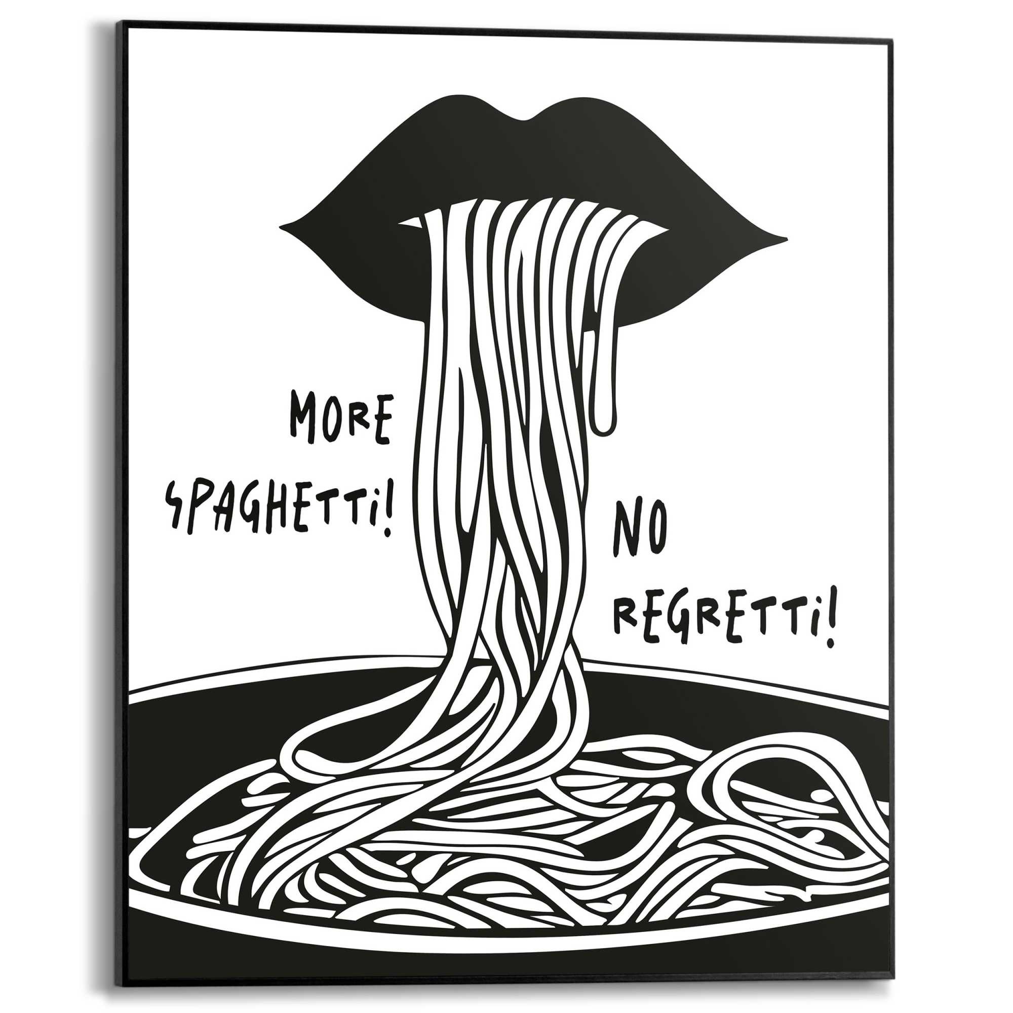 Image of Reinders Poster "More Spaghetti" Küche - Schwarz-Weiss - MDF - Essen und Trinken - 40x50 cm