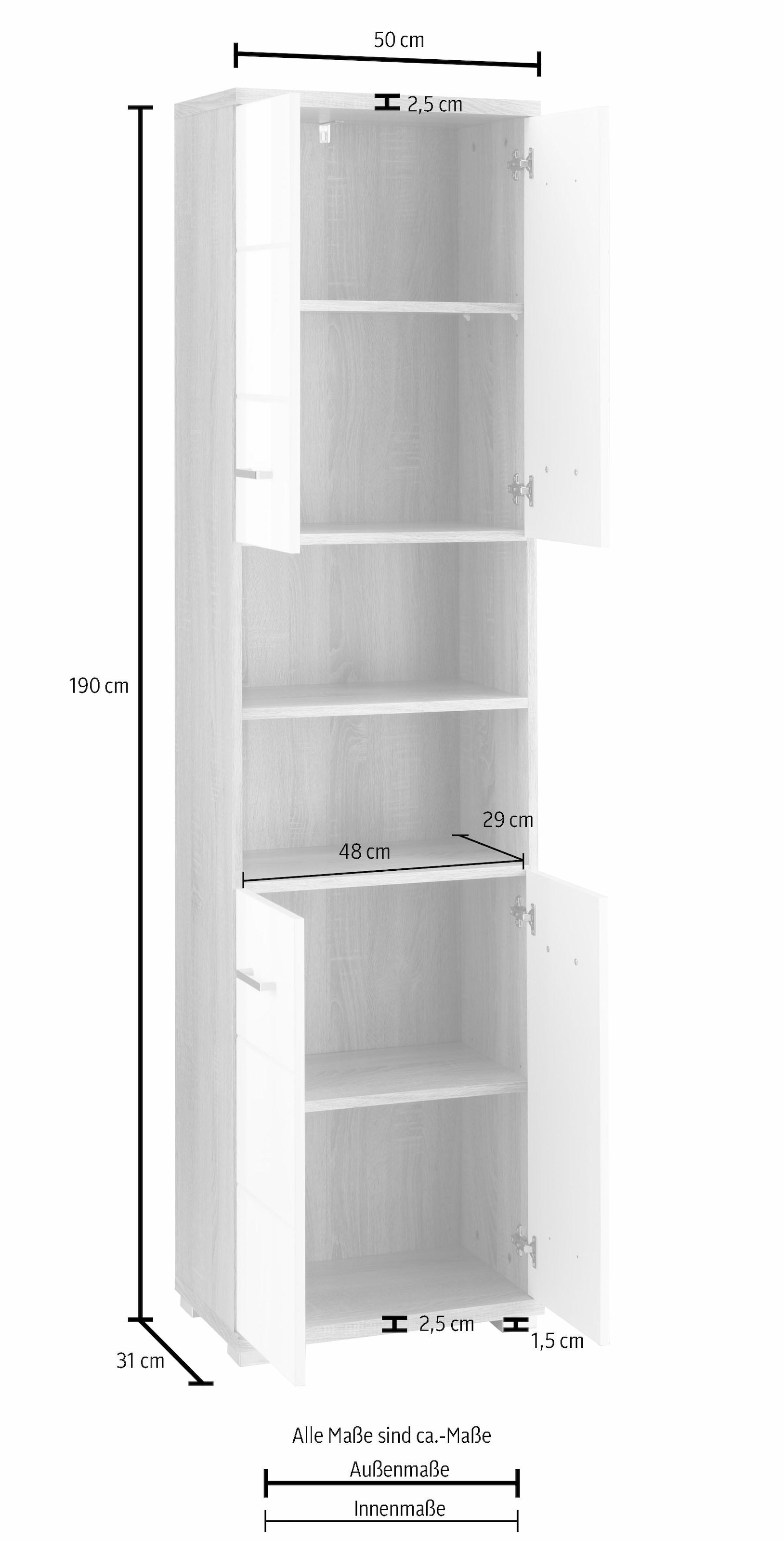 Homexperts Hochschrank »Nusa«, Breite 50 cm, Badezimmerschrank, Stauraum  hinter Türen und in Fächern versandkostenfrei auf