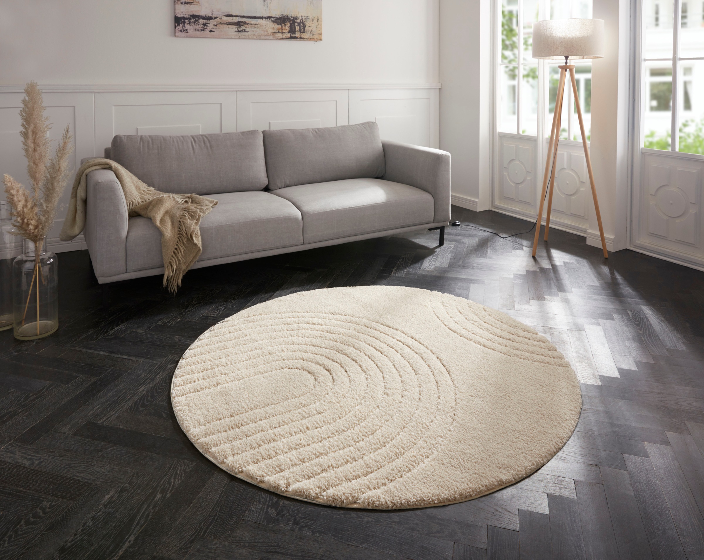 Image of HANSE Home Teppich "Fergus" rund 22 mm Höhe Shaggy, Weich, Skandi, Flauschig, Wohnzimmer, Schlafzimmer, Flur