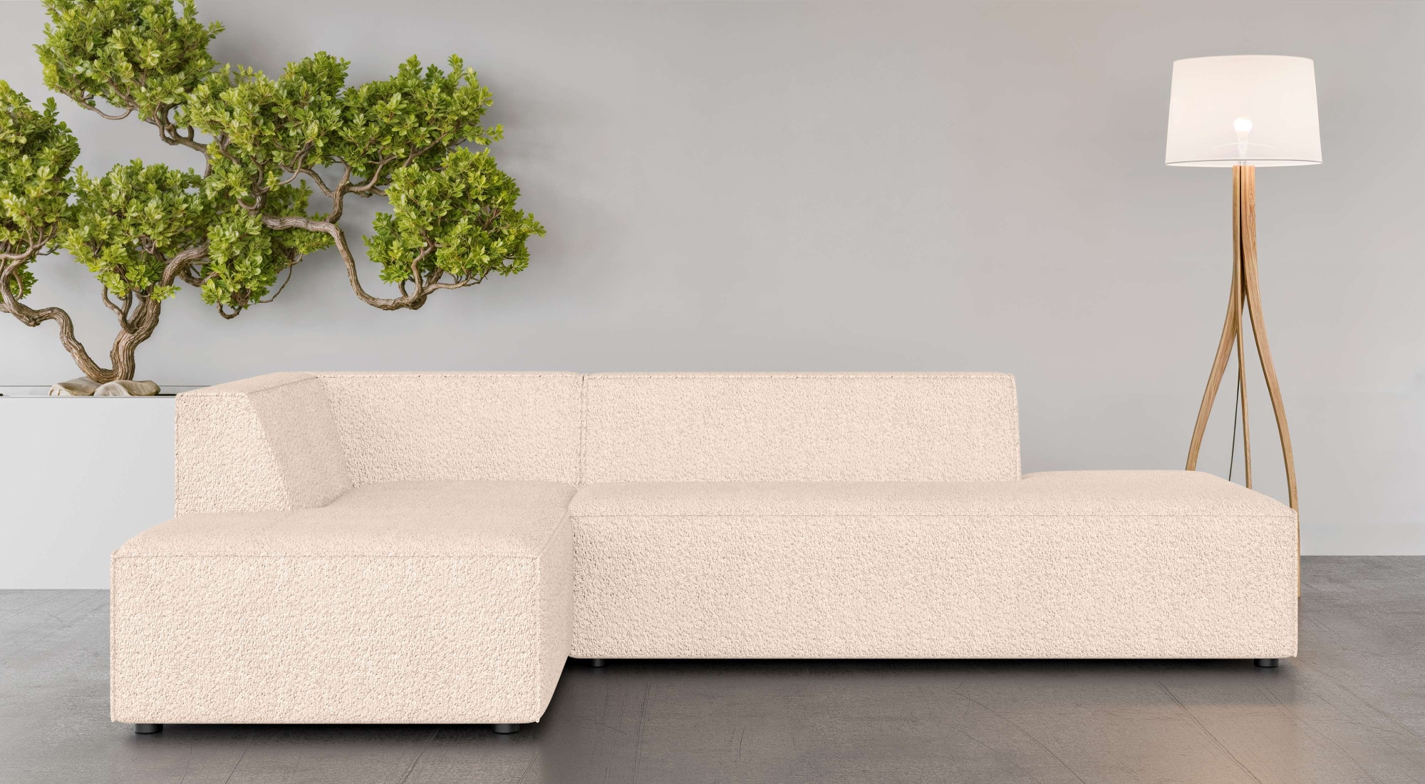 INOSIGN Ecksofa »Ecksofa Cavan mit Ottomane links oder rechts bestellbar«, L-Form mit Wellenunterfederung, Masse B/T/H: 270/180/72 cm