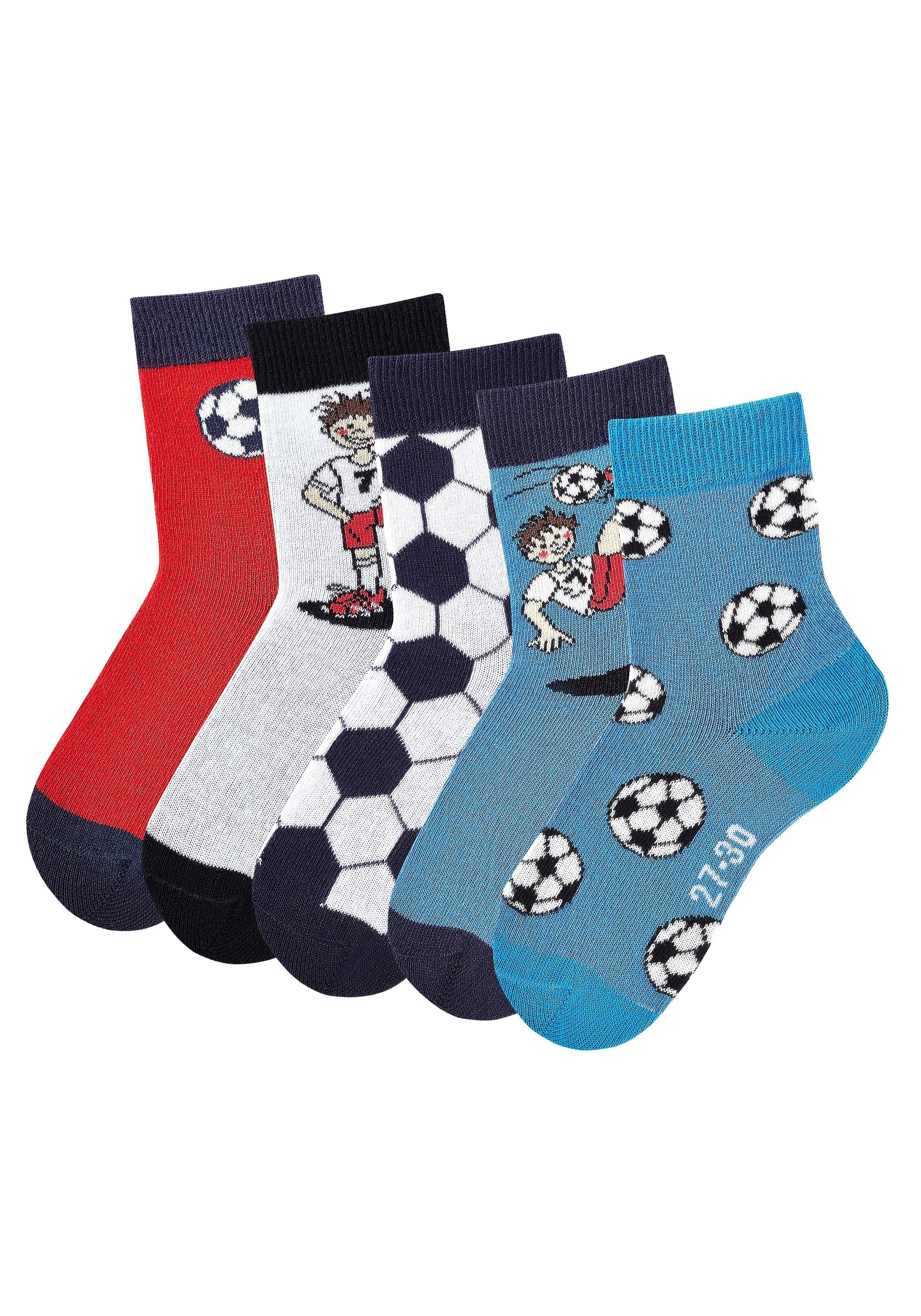 Socken, (Packung, 5 Paar), mit Fussballmotiven