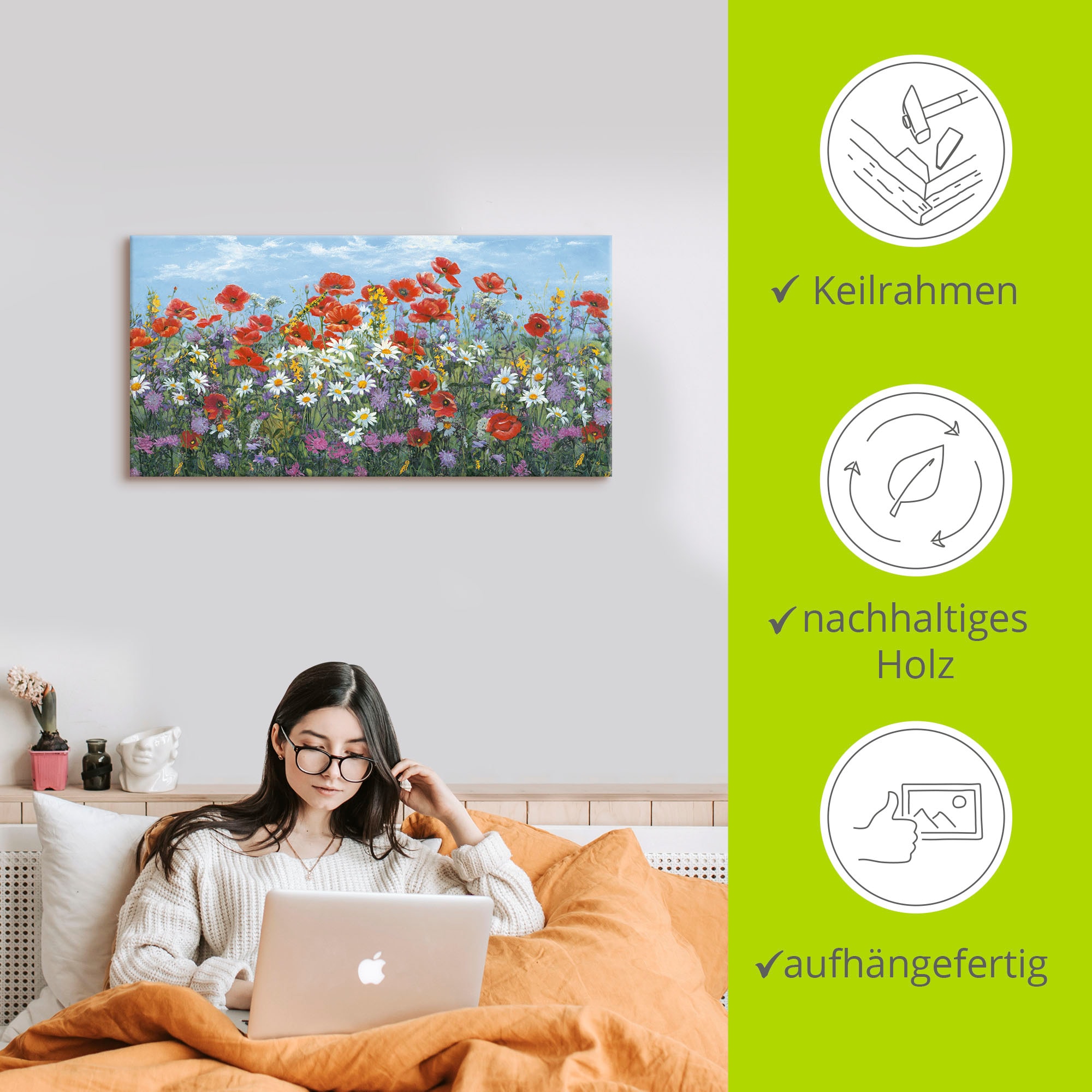 Artland Tableau sur toile »Almwiese« 1 cuis tlg. auf Holzrahmen gespannt