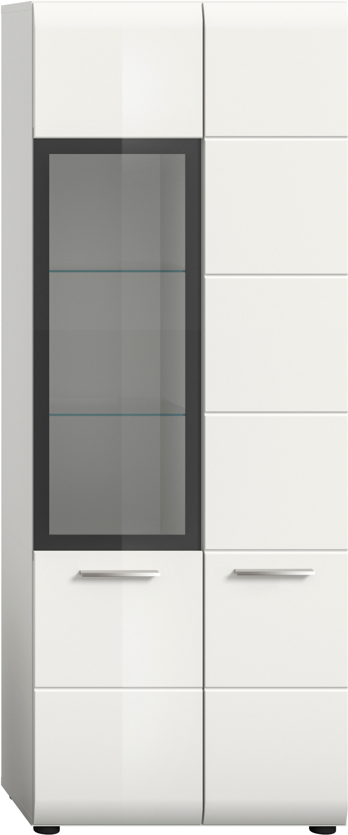 INOSIGN Vitrine »FLORENZ, Höhe: 160 cm, hochwertige MDF-Front, Glastür, Glasböden« 1 Stk. tlg. Vitrine, Vitrine weiss, Vitrinenschrank, Wohnzimmervitrine, Wohnzimmer