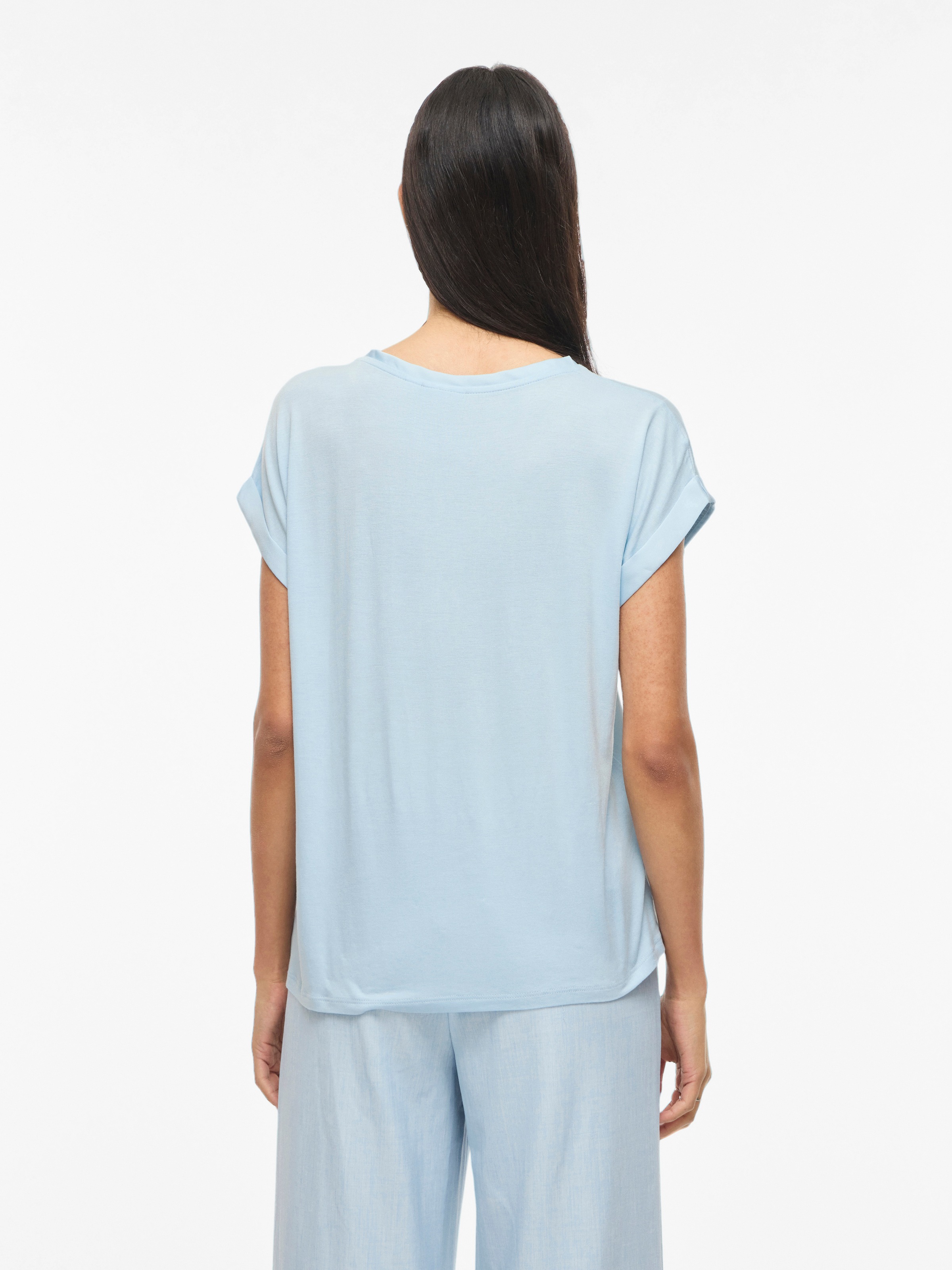 Vila T-shirt à manches courtes »VIELLETTE S/S SATIN TOP - NOOS« Kunstfaser, regular fit
