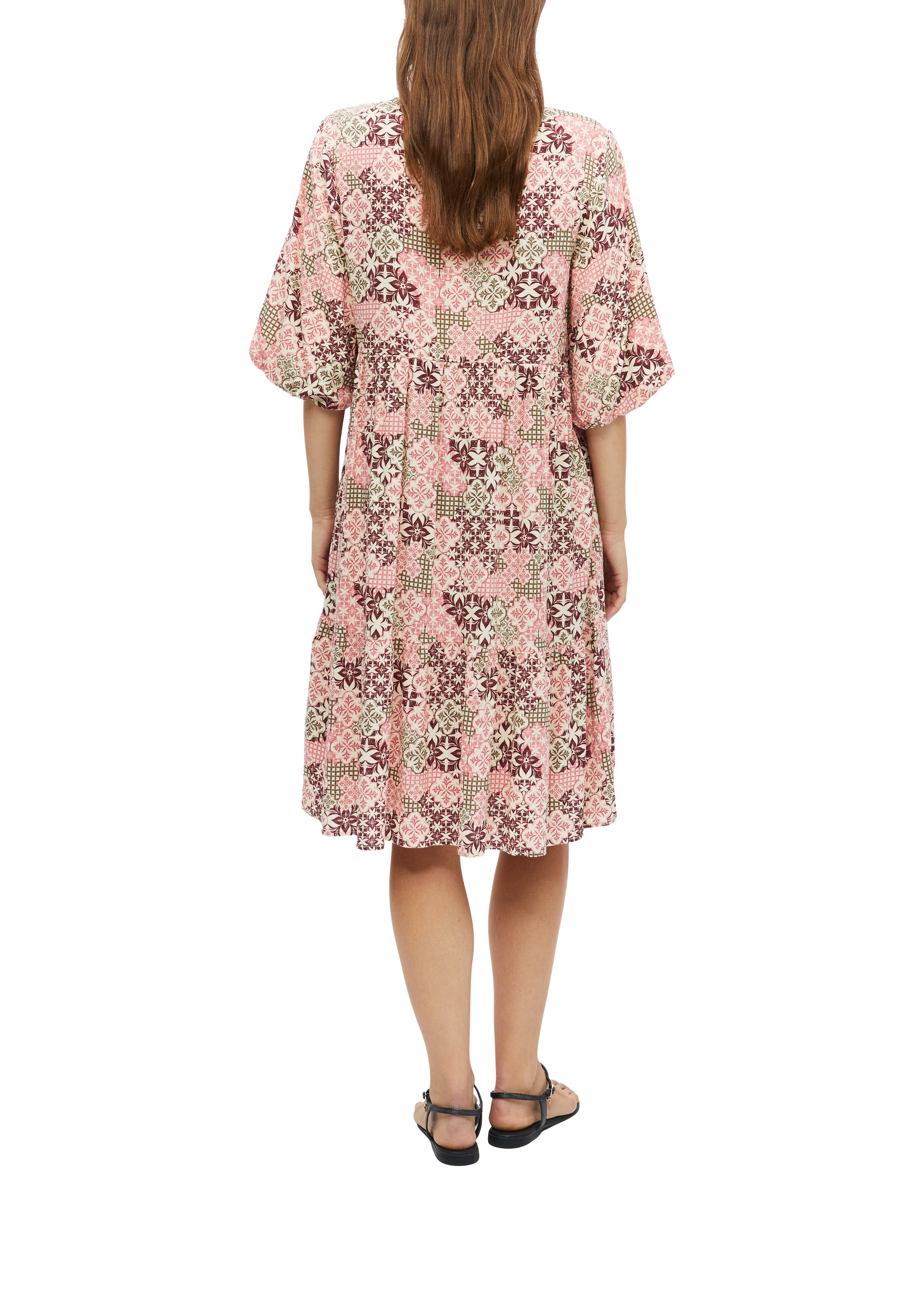 s.Oliver Robe chemisier Sans poches Robe d'été longue en viscose