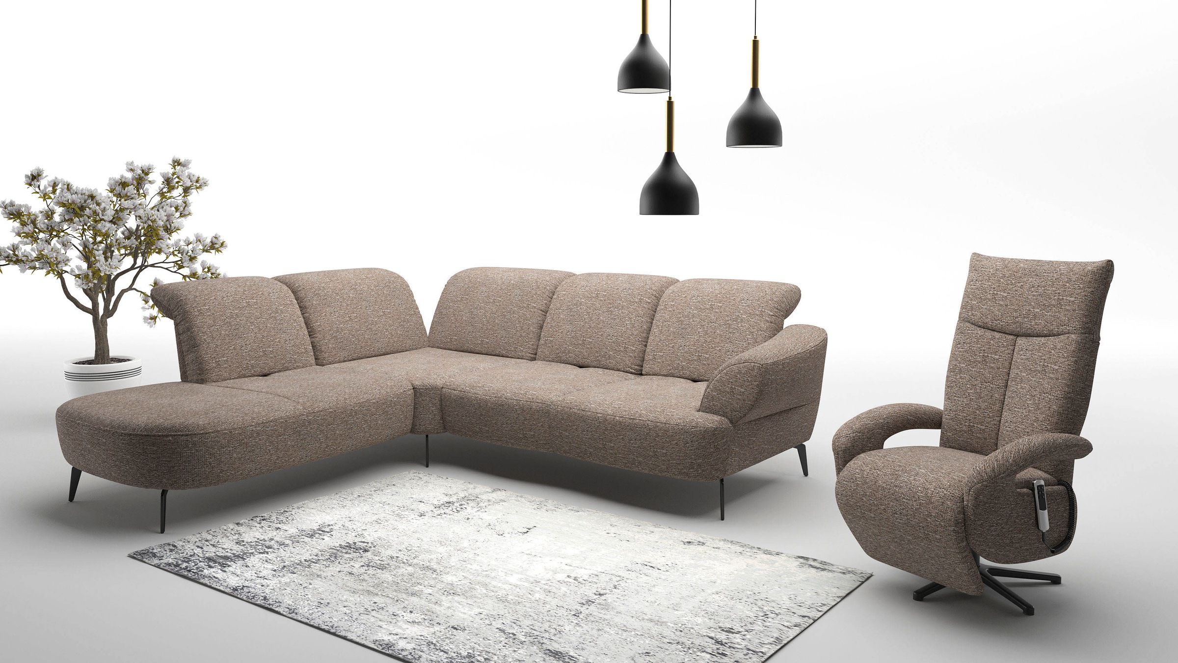 sit&more Ecksofa »Dance, L-Form, inkl. Sitztiefenverstellung«, inkl. Click&Seat, optional mit Kopfteilverstellung