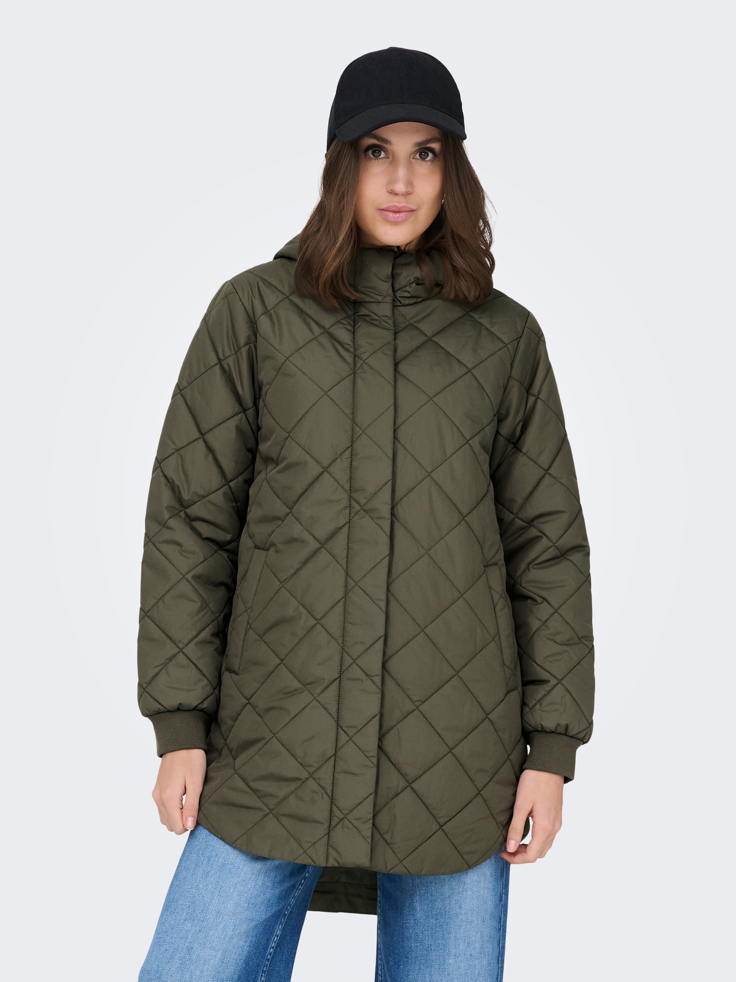 Image of ONLY Steppmantel "ONLJULIET QUILTED HOOD ZIP COAT OTW NOOS" Kunstfaser
