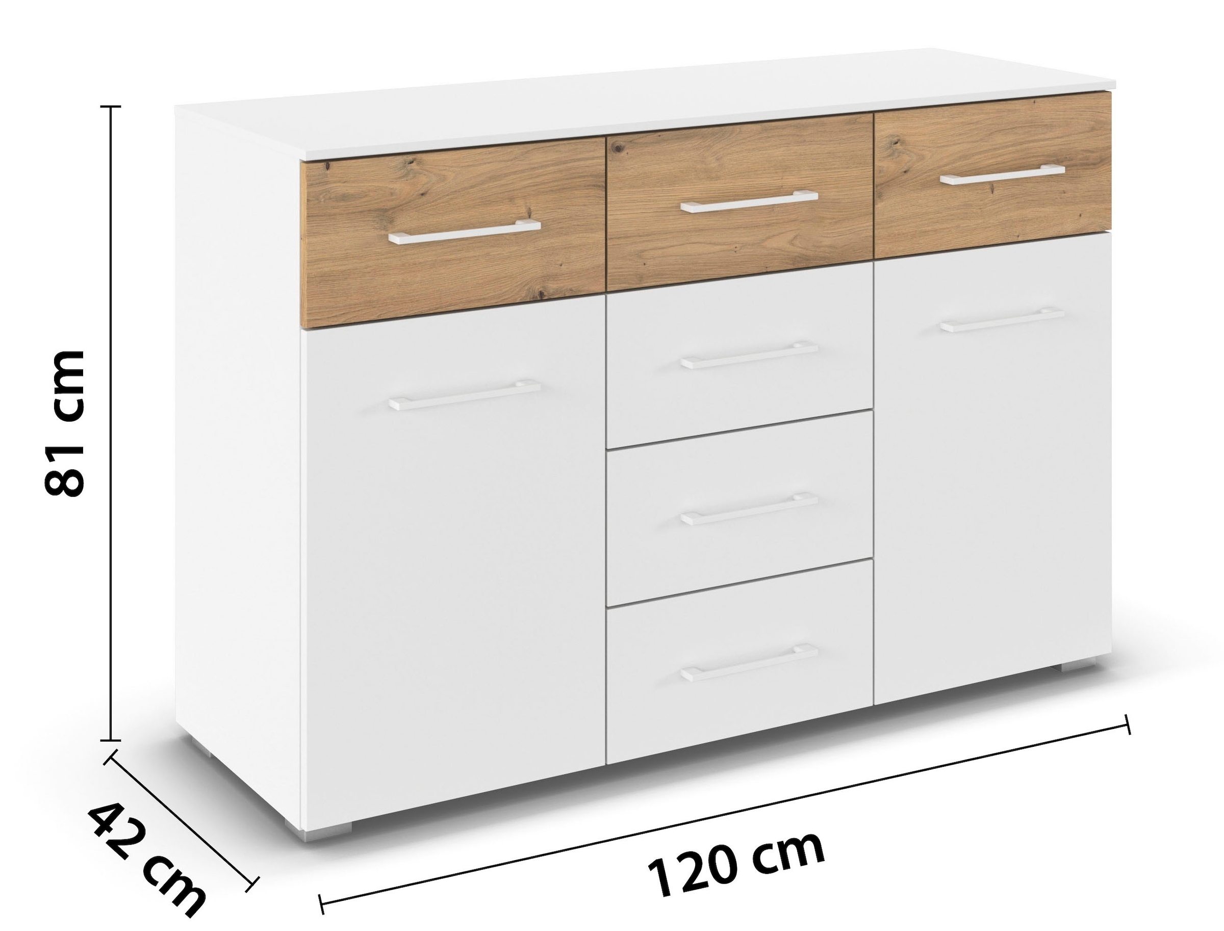 rauch Commode combinée »Sideboard Kommode Schubladenkommode Türenkommode BOSTON-EXTRA« L/H/P : 120/81/42 cm,  avec 6 tiroirs spacieux, étagères réglables FABRIQUÉ EN ALLEMAGNE
