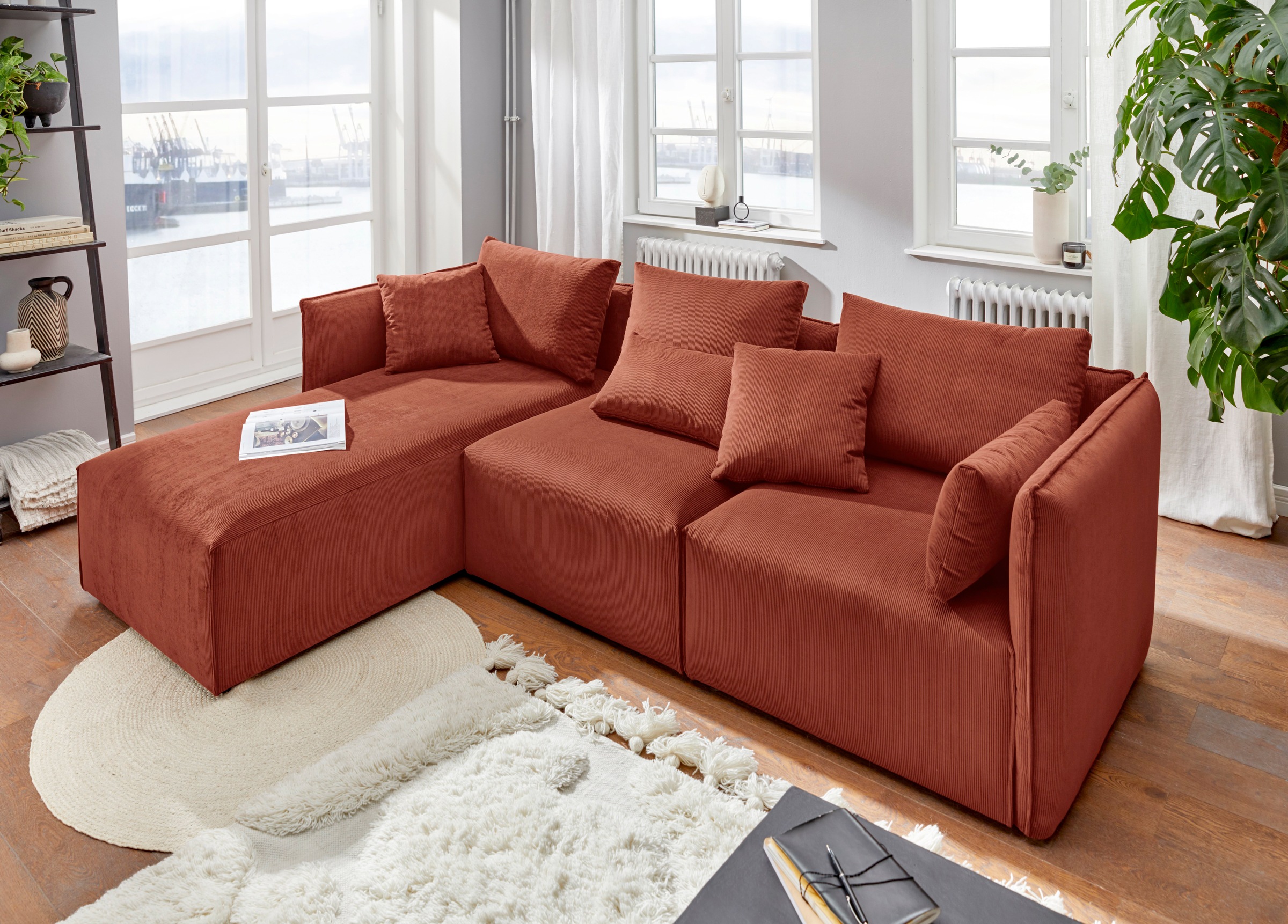 elbgestoeber Ecksofa »Elbdock«, (3 St.), zusammengesetzt aus Modulen, in vielen Bezugsqualitäten und Farben