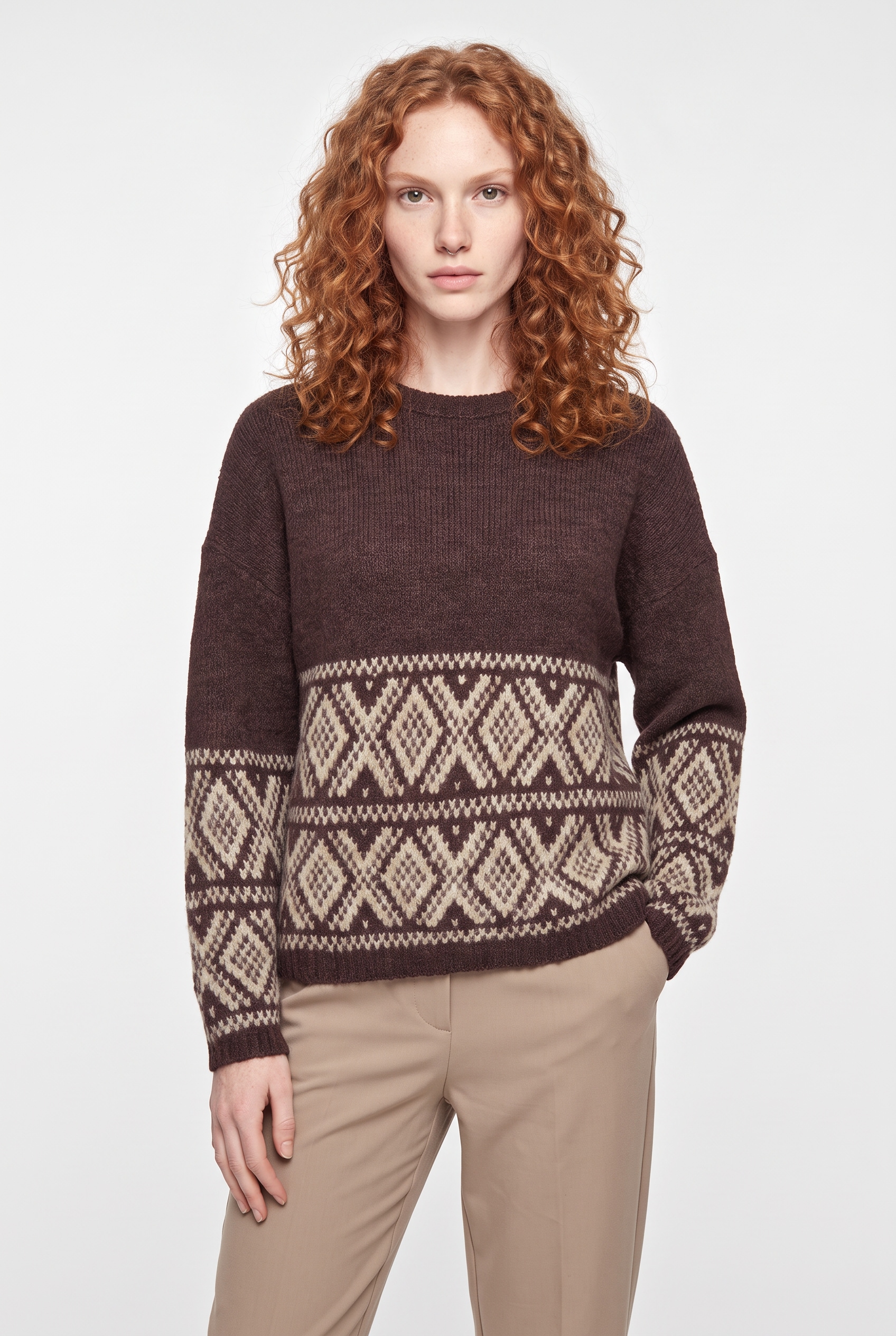 Image of JDY Strickpullover "JDYDINA L/S ON FAROE ISLAND PULLOVE KNT" Materialmix