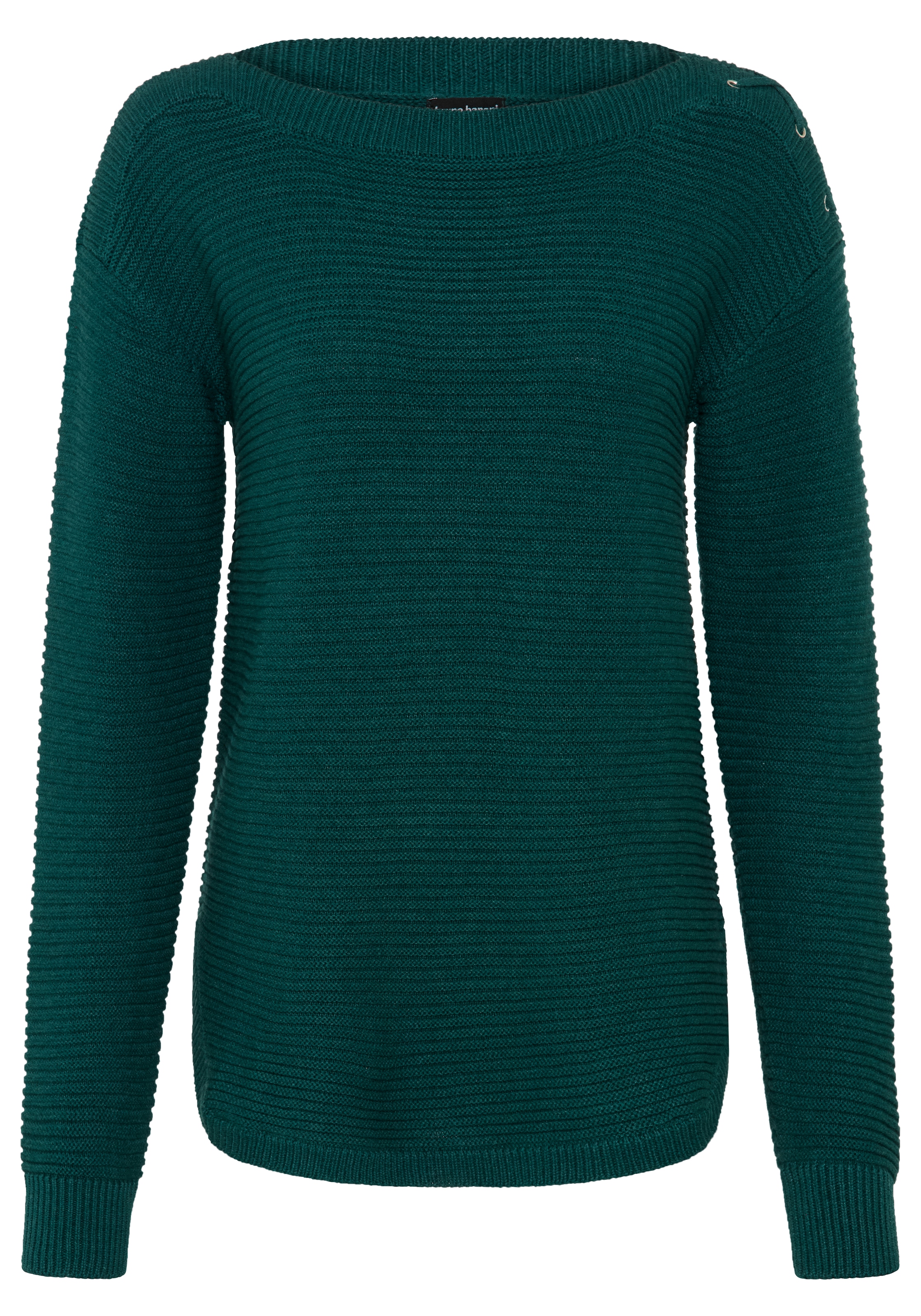Bruno Banani Strickpullover »mit Zierschnürung« mit U-Boot-Ausschnitt, hüftlange Schnittform, elastisches Material