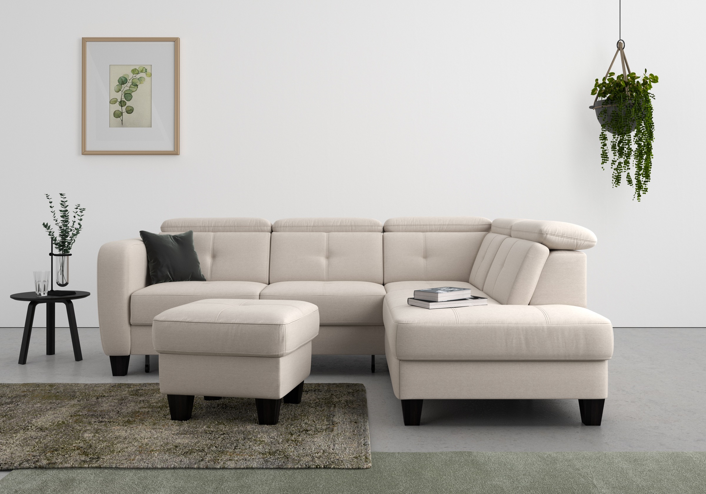 sit&more Ecksofa »Belluci L-Form«, inklusive Federkern, wahlweise mit Bettfunktion und Bettkasten