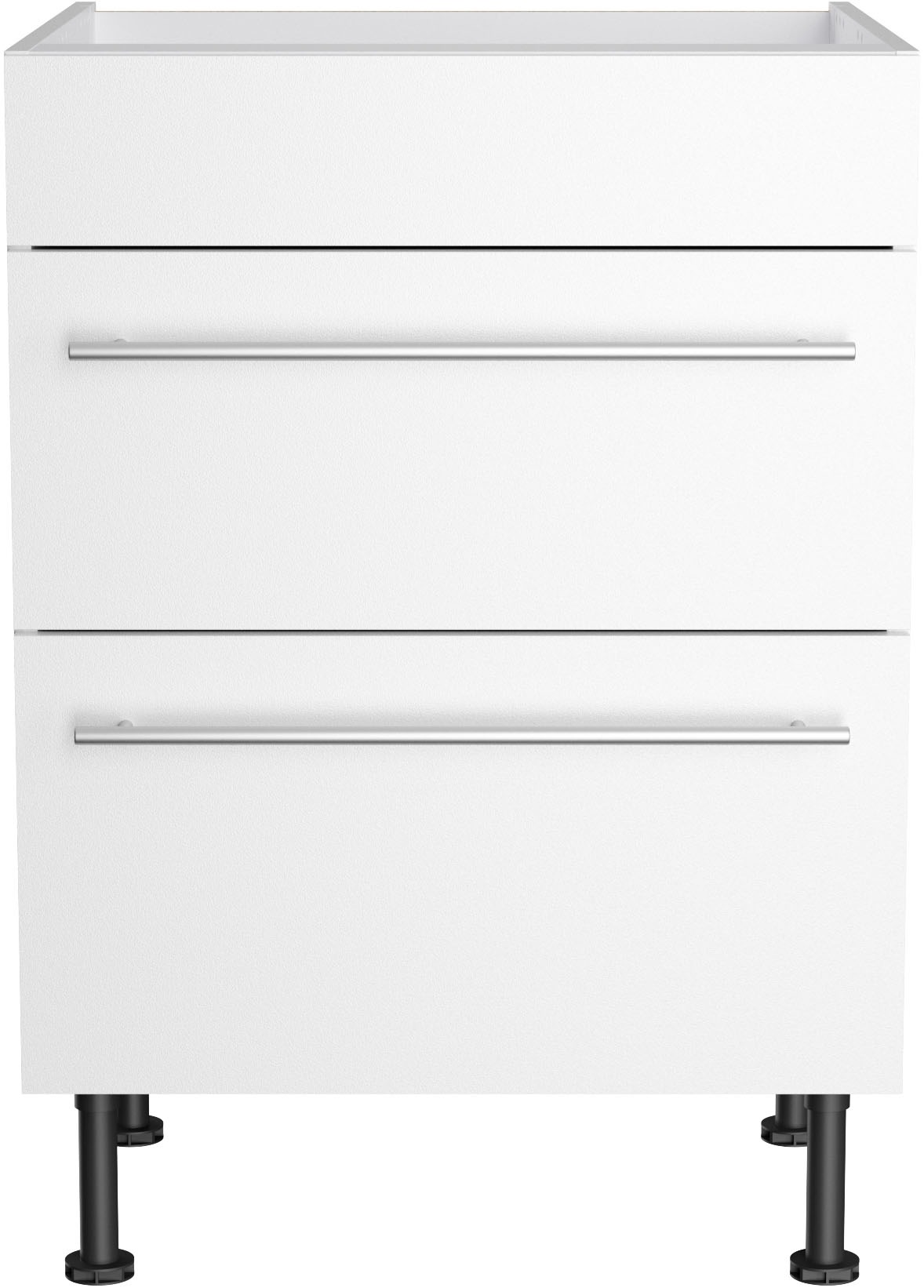 KOCHSTATION Kochfeldumbauschrank "KS-Bern2" Breite 60 cm, Kochfeldumbauschrank, 2 Auszügen, 1 feste Blende
