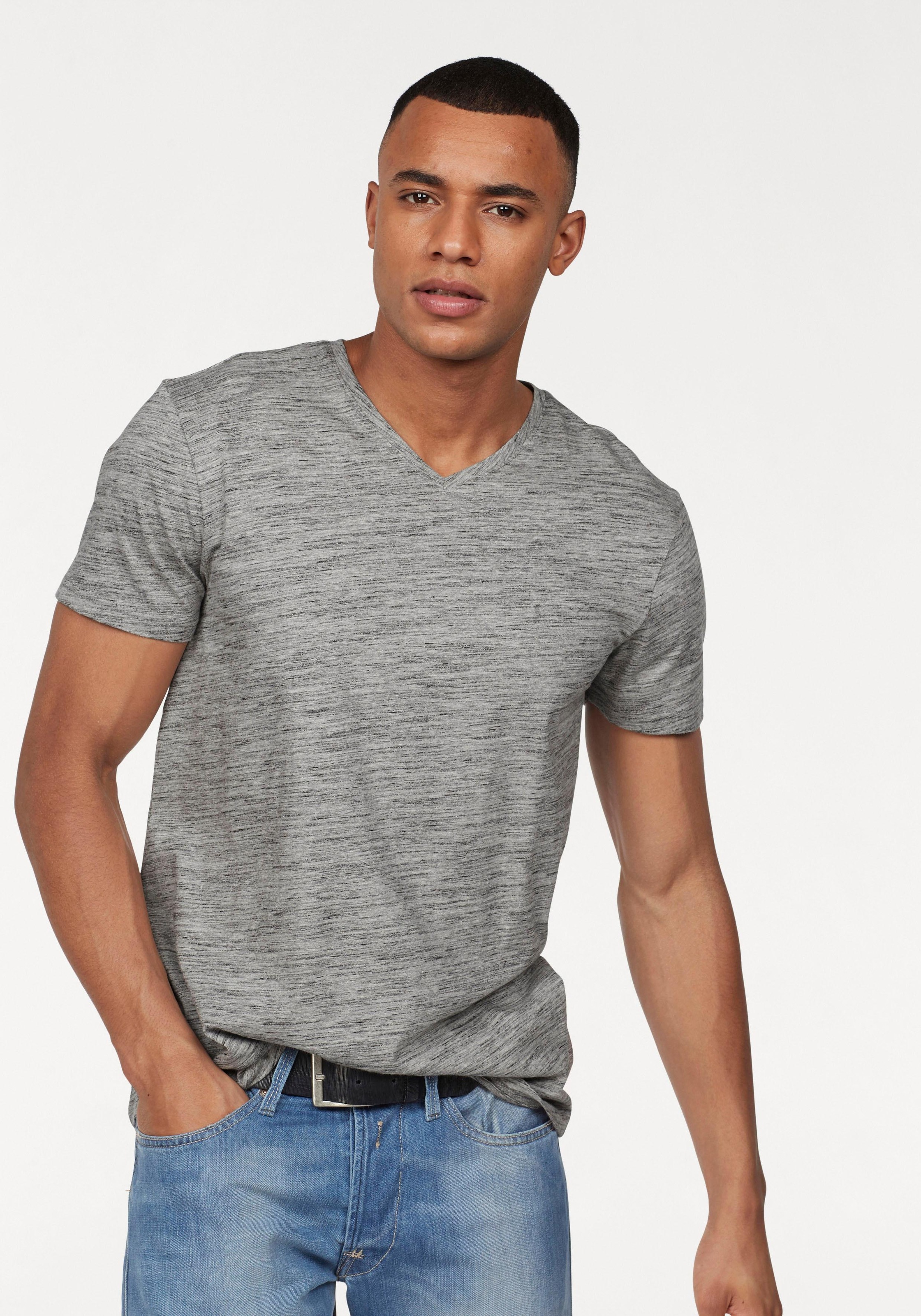 Image of John Devin T-Shirt, mit Melange-Optik bei Ackermann Versand Schweiz