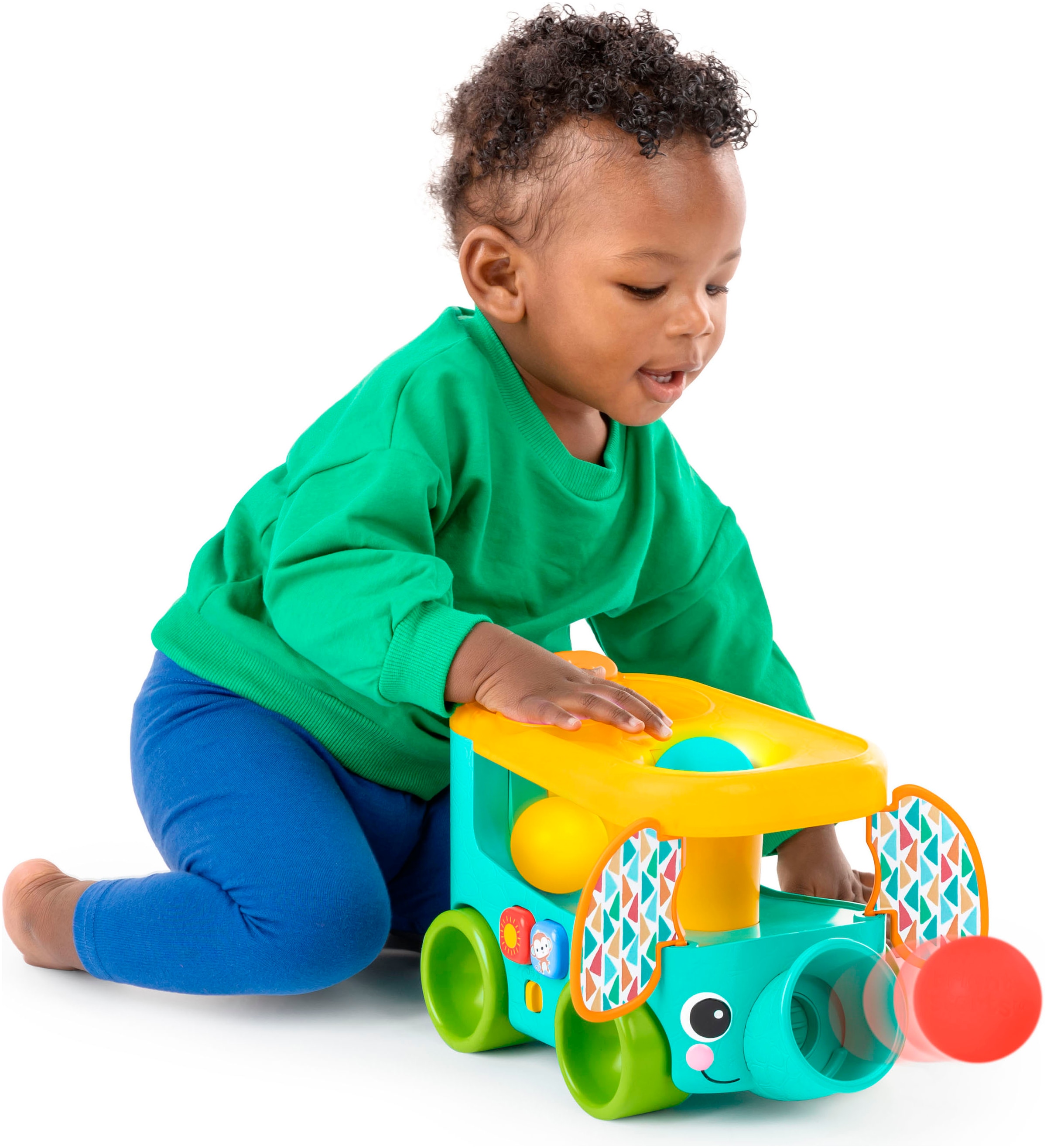 Bright Starts Jouets éducatifs »Pop & Roll Safari Bus  Ball Play Toy« mit Licht und Sound