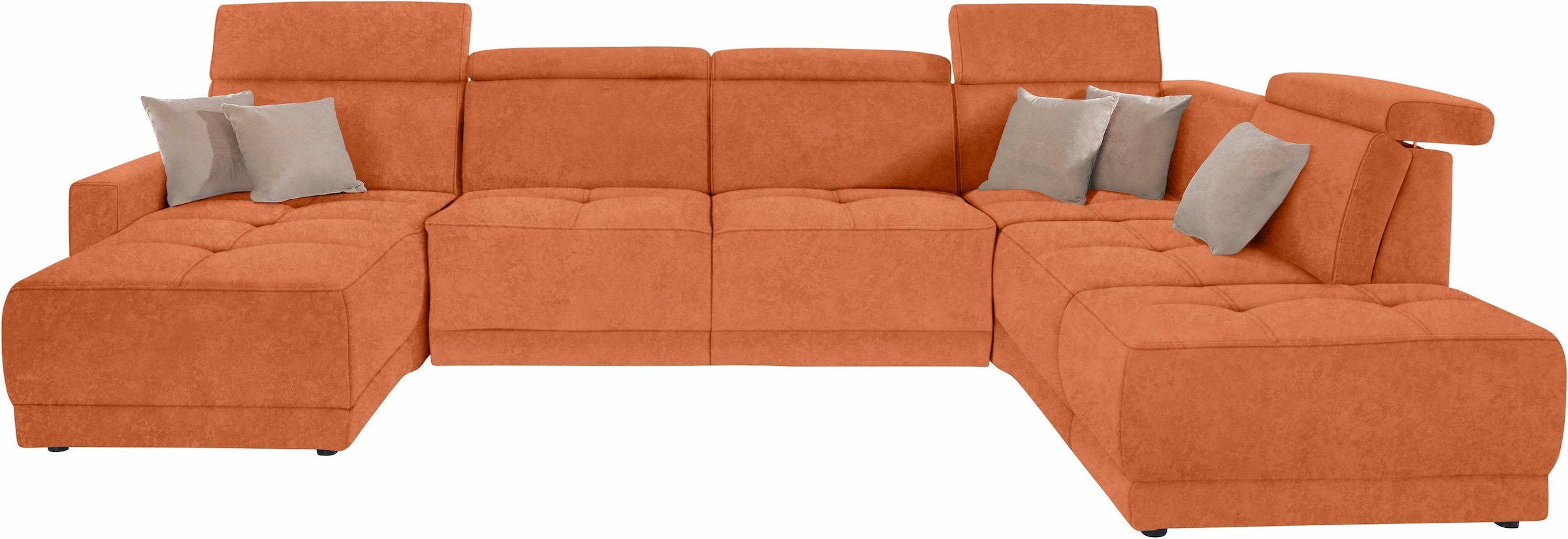 DOMO collection Wohnlandschaft »Ava moderne Sitzheftung mit toller Doppelnaht, komfortabel, U-Form« mit Federkern, wahlweise mit Kopfteilverstellungen