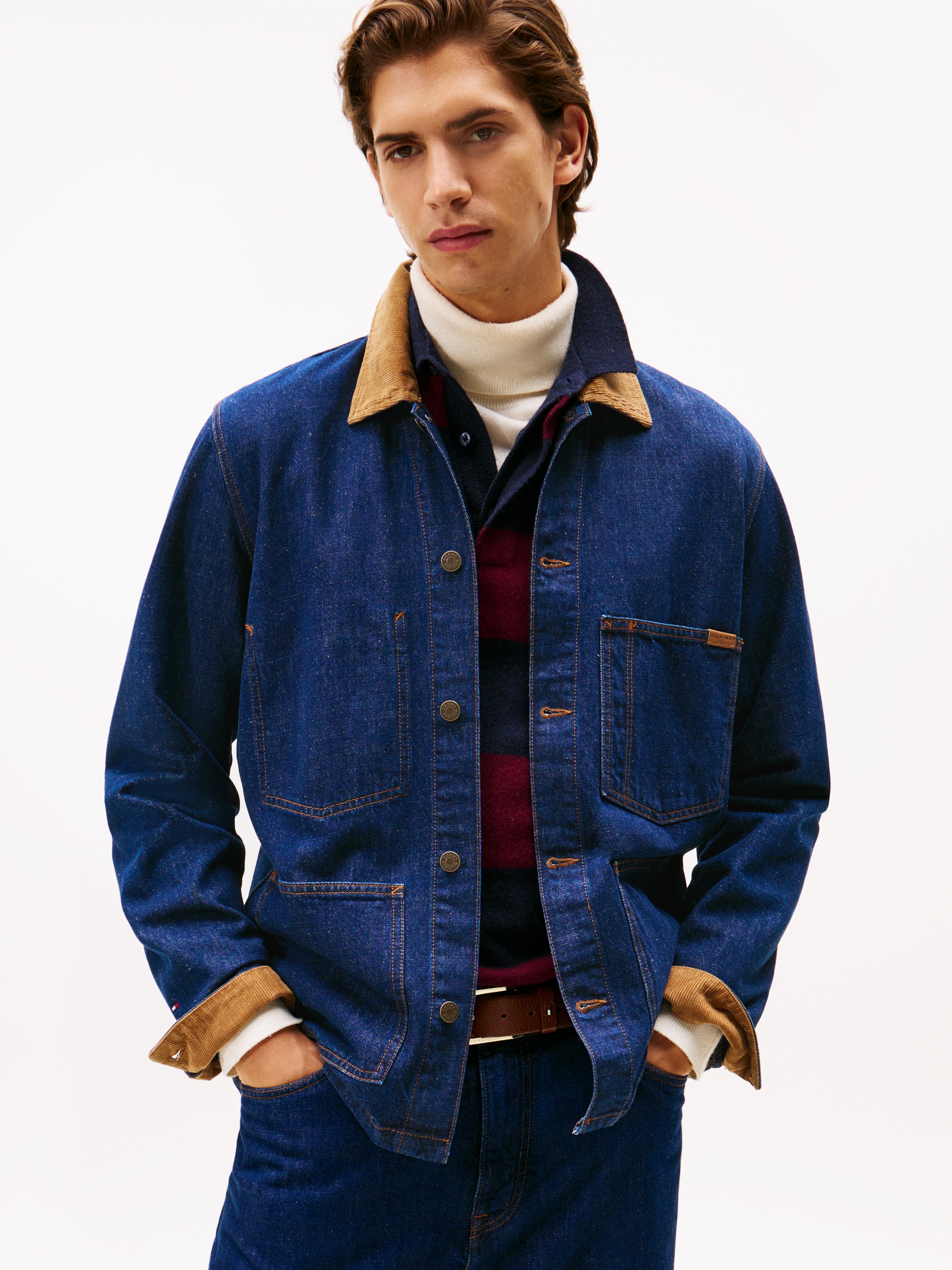 Image of Tommy Hilfiger Jeansjacke "CHORE JACKET" Freizeitjacke, Übergangsjacke mit Cord-Kragen, regular fit