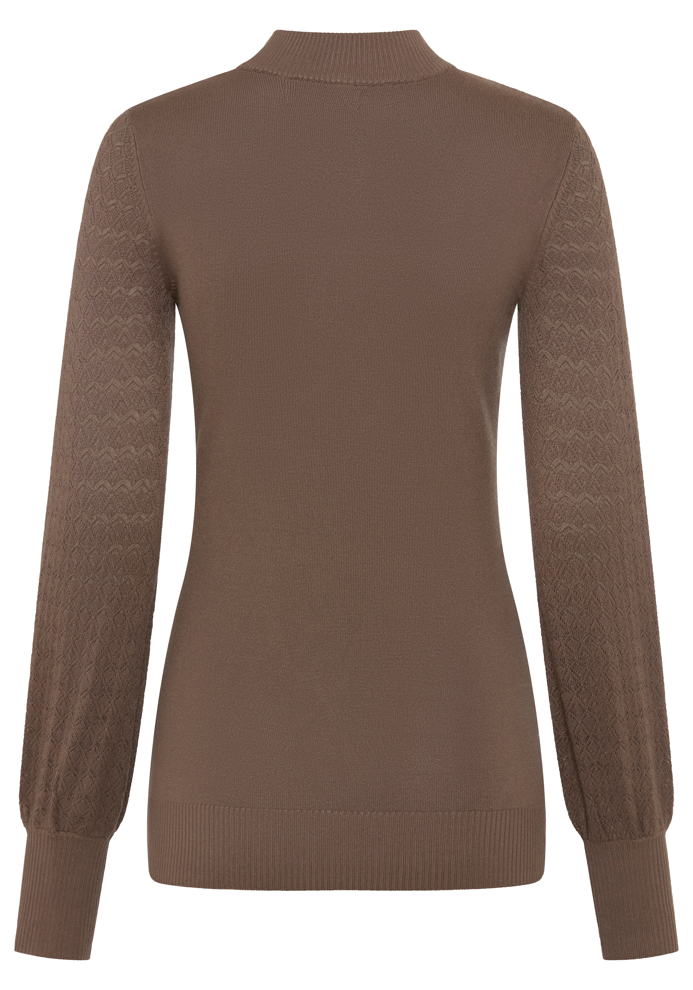Melrose Pull à col montant avec tricot ajouré et manches volumineuses