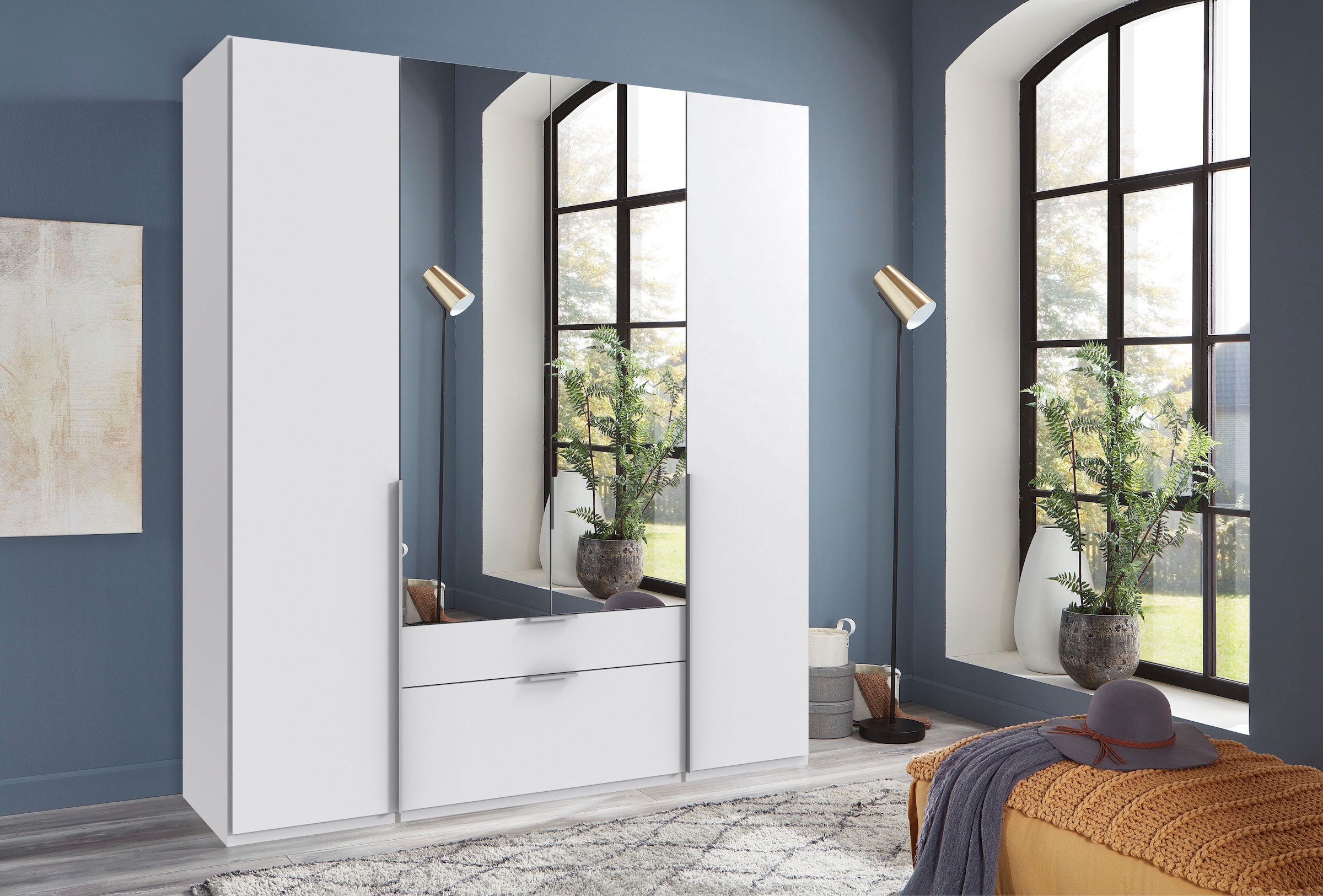 Wimex Kleiderschrank »Mugano, in vielen Breiten, 208 oder 236cm hoch, Made in Germany«, (mit langen oder kurzen Griffen aus Metall), wahlweise mit oder ohne Spiegel, mit Schubladen