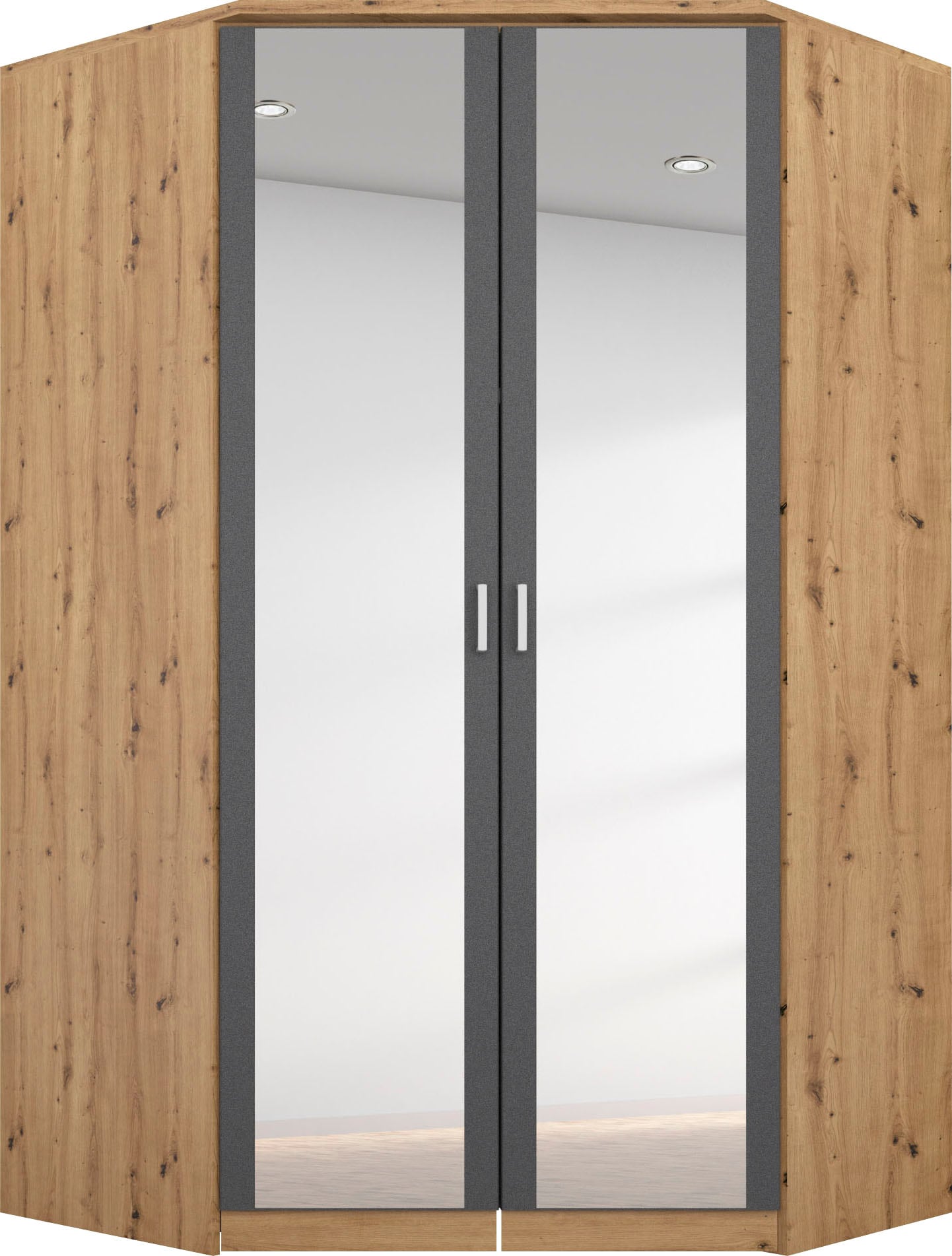 Image of rauch Eckkleiderschrank "Eckschrank Mehrzweckschrank Ankleide Schlafzimmer Garderobe BREMEN" mit Spiegel, voll ausgestattet mit viel Stauraum MADE IN GERMANY