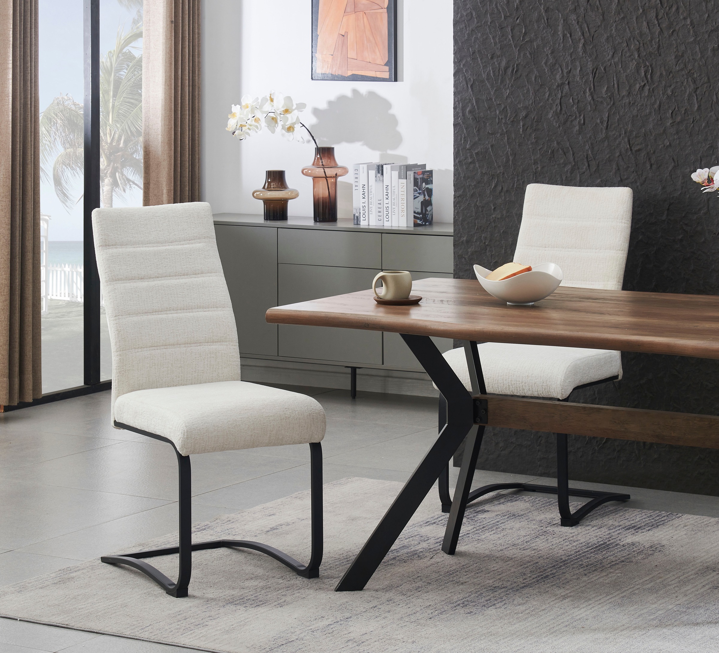Home affaire Esszimmerstuhl "PICTOU, 2er Set, mit Metallgestell in matt schwarz" (Set) 2 Stk.in verschiedenen Farben, Belsatbarkeit pro Stuhl 120 kg