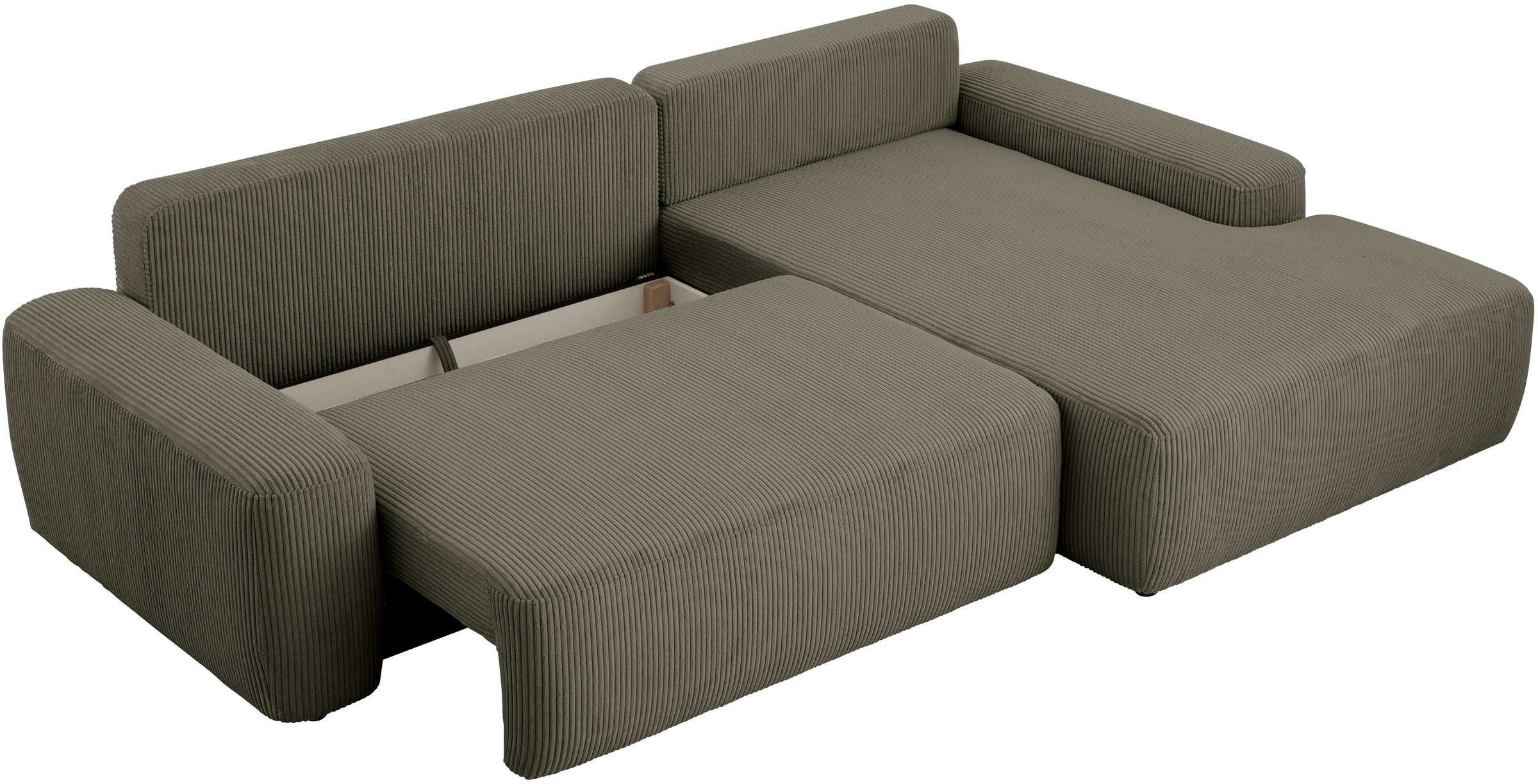 INOSIGN Ecksofa »TORGE (264cm), Schlafsofa in Cord, Samtvelours o Struktur fein, L-Form«, Schlaffunktion, Bettkasten, Liegefläche: 125/210 cm