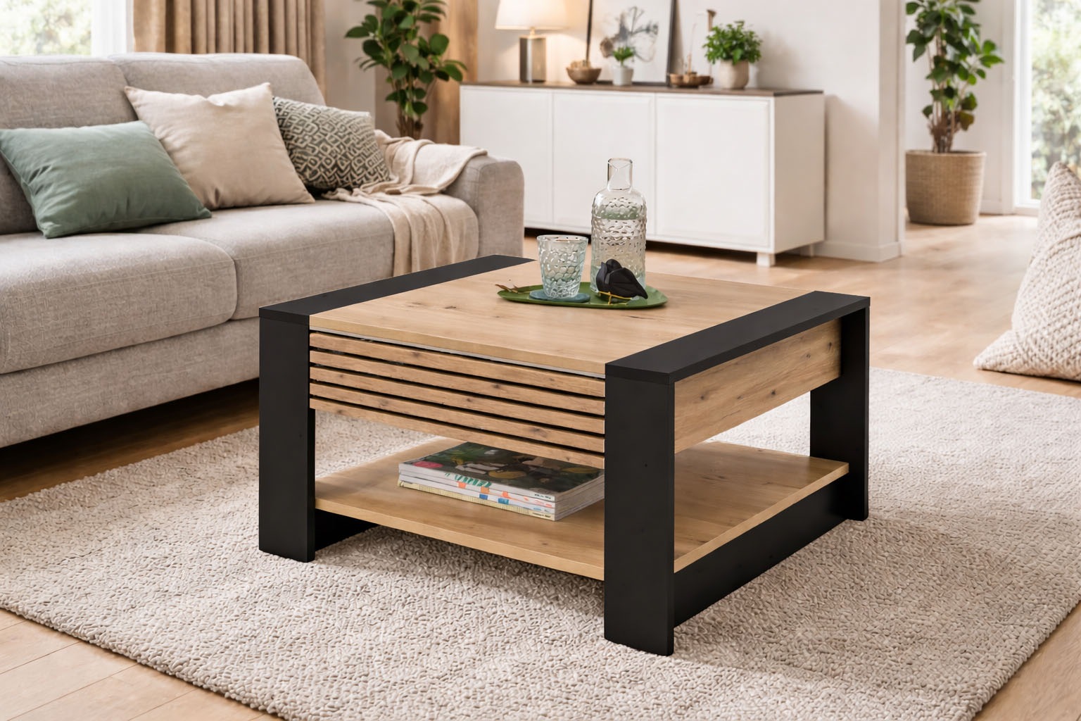 Stolkom Table basse »Feli Couchtisch B/H/T 70x42x70 cm« 1 cuis tlg. MDF, fest verleimten Stäbchen
