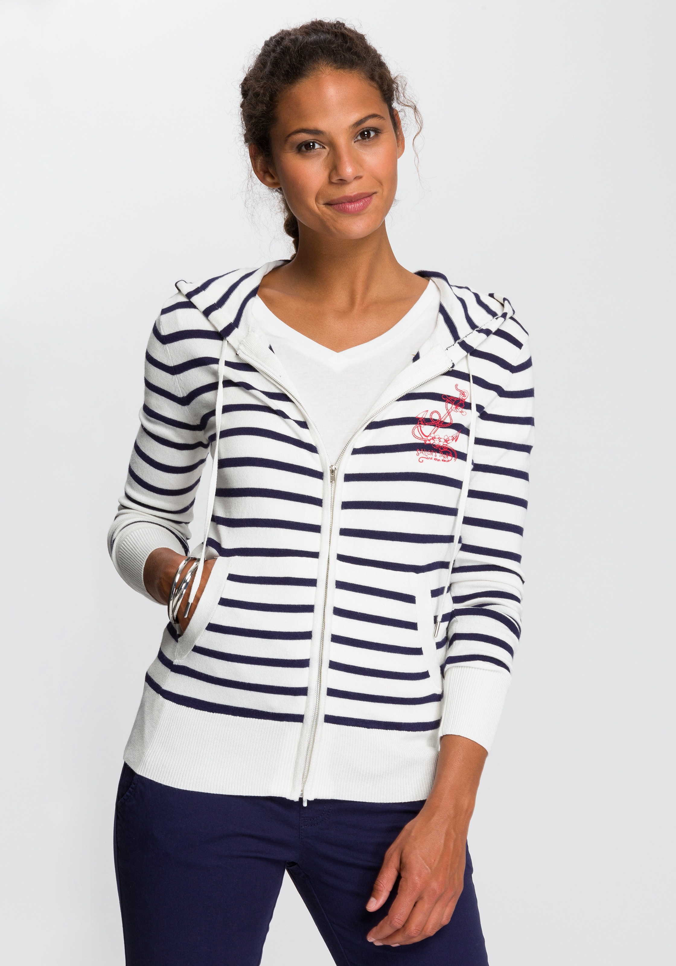 Image of TOM TAILOR Polo Team Kapuzenstrickjacke, mit sportivem Reissverschluss bei Ackermann Versand Schweiz