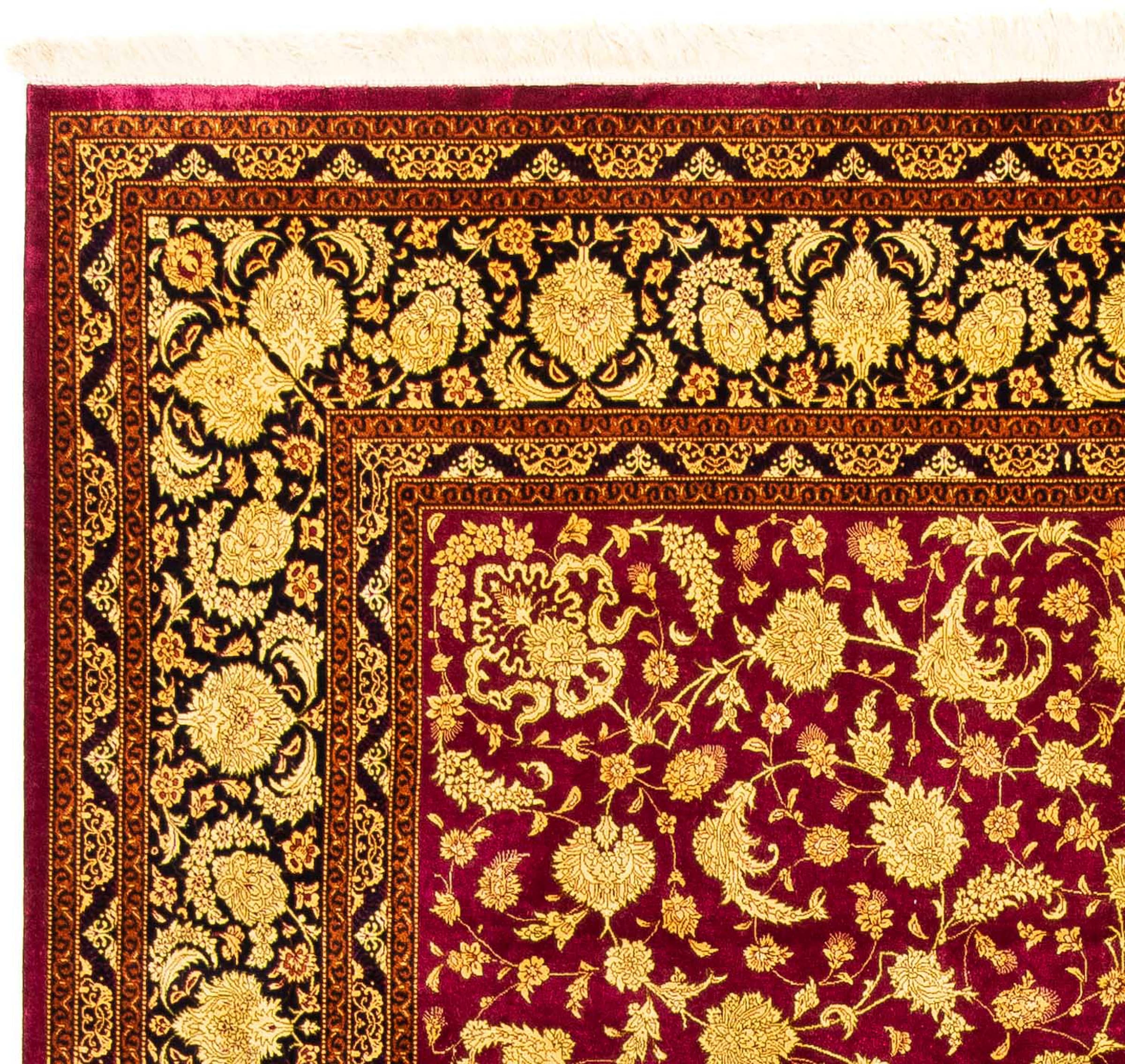 morgenland Orientteppich »Perser - Ghom - 300 x 200 cm - rot«, rechteckig, Wohnzimmer, Handgeknüpft, Einzelstück mit Zertifikat