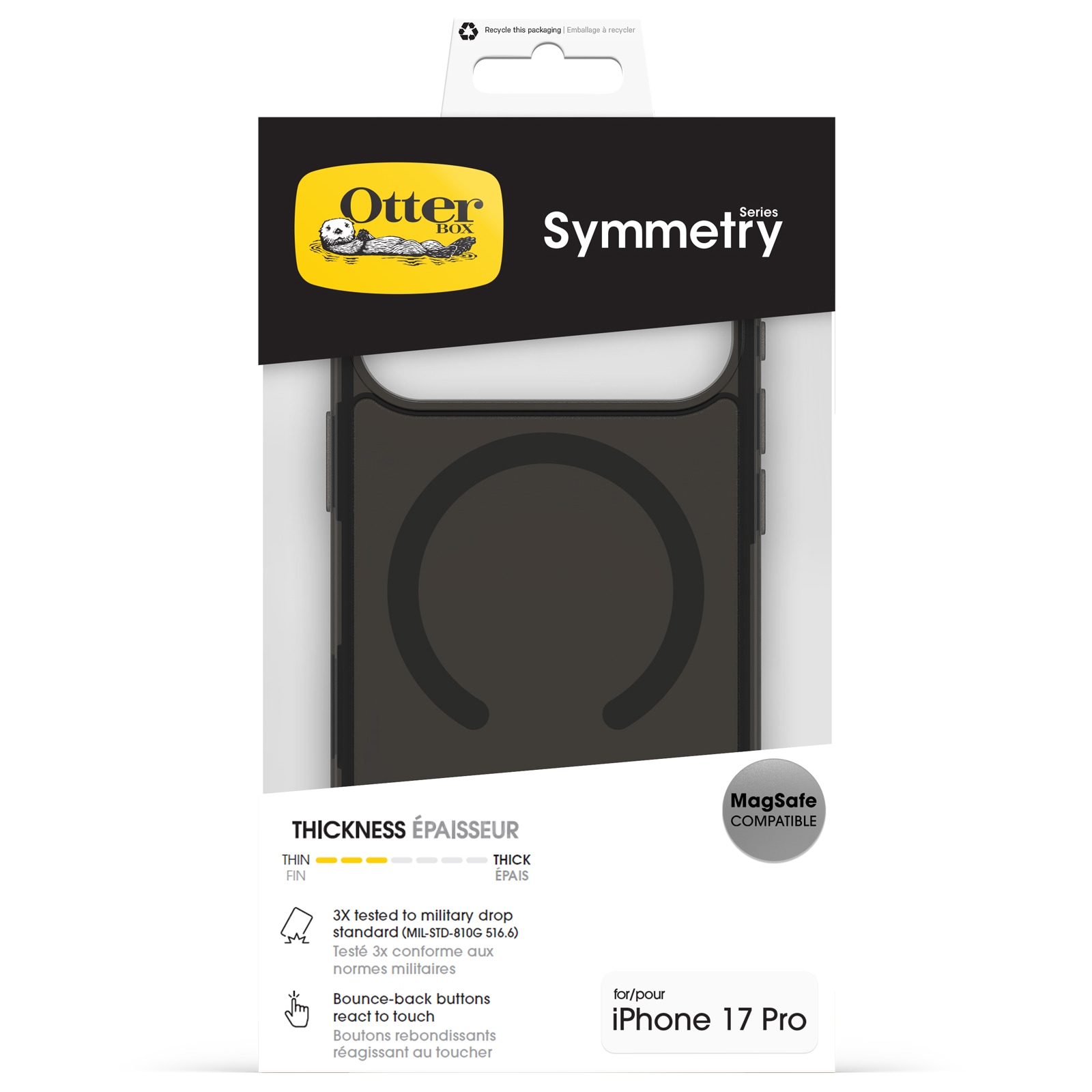 Otterbox Housse pour téléphone portable »Symmetry Series Clear mit MagSafe für Apple iPhone 17 Pro« Backcover, Schutzhülle, Handyschutzhülle, Case, Schutzcase, stossfest