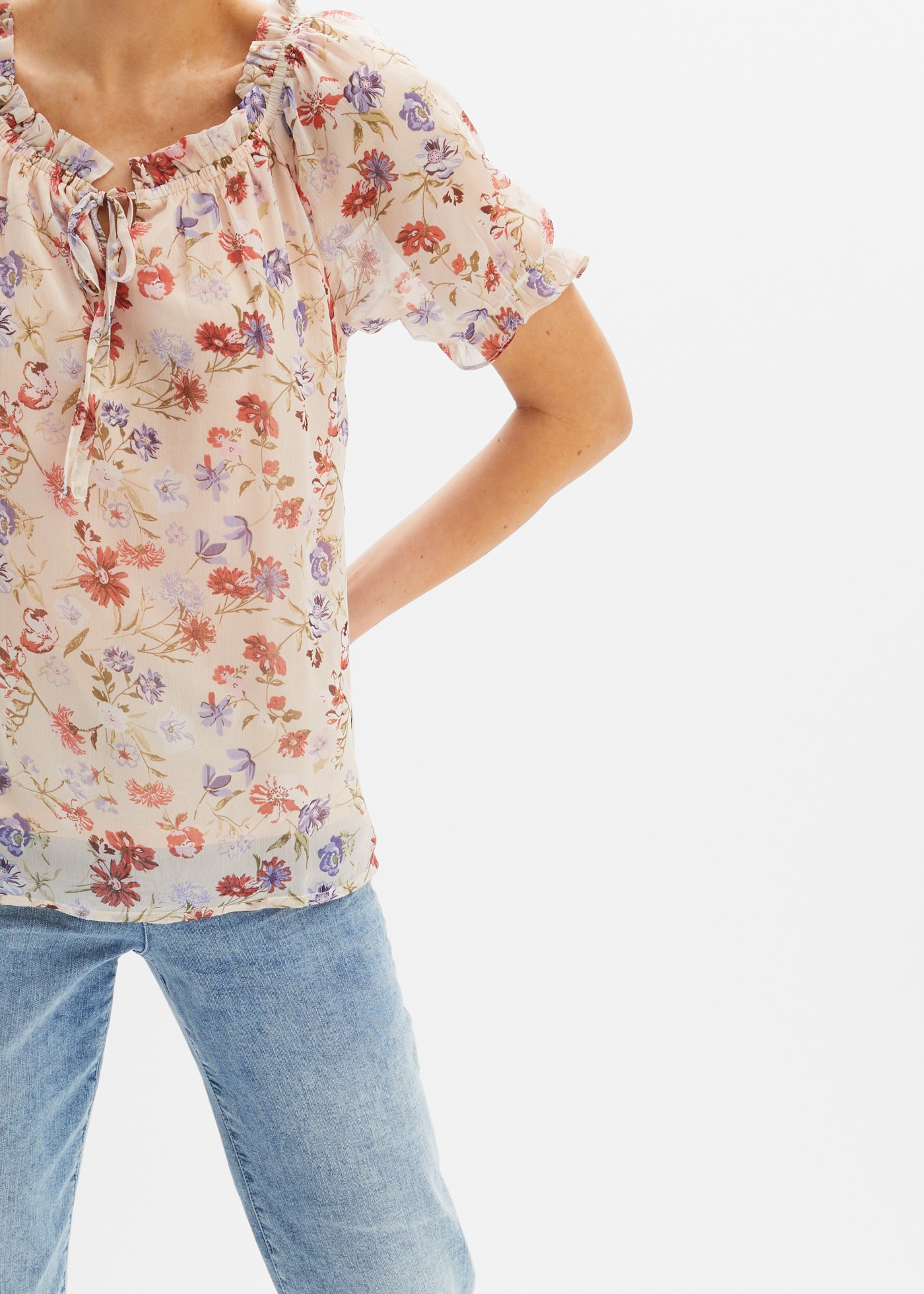 bonprix Tunique coupe confortable, manches courtes bouffantes, peut aussi se porter épaules dénudées