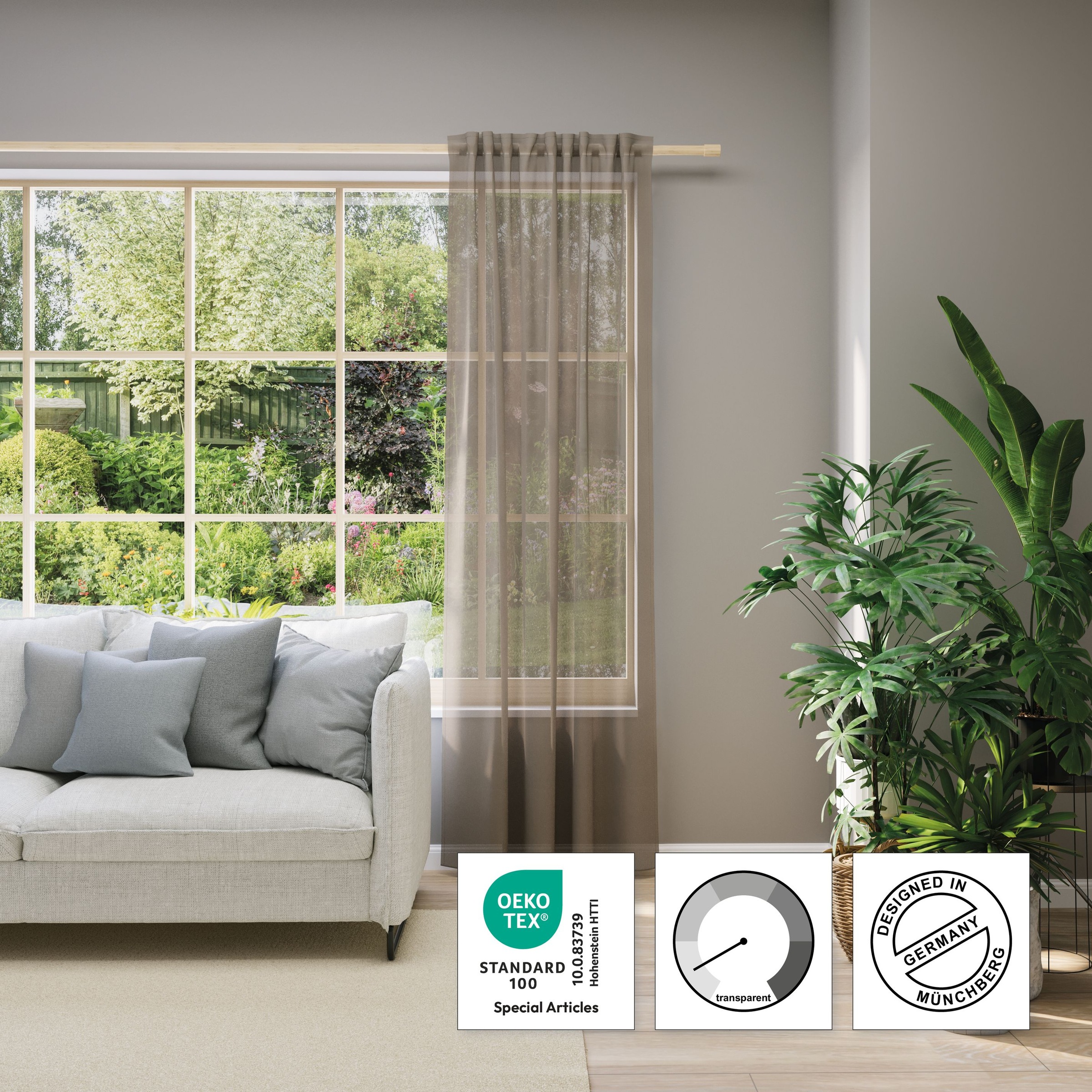 Neutex for you! Vorhang nach Mass »EVA«, (1 St.), Uni-Voile mit elegantem Glanz