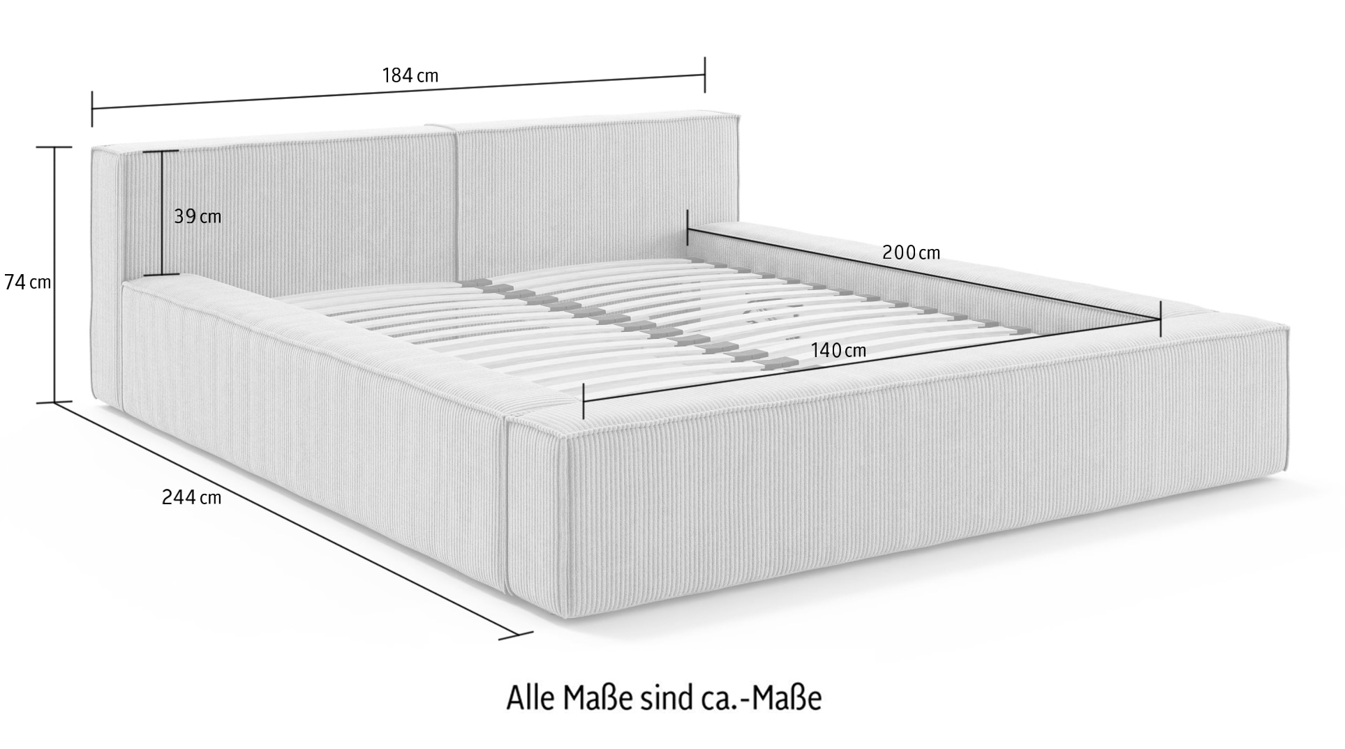 Home affaire Polsterbett »LAUREDA Bettgestell mit Lattenrost, in 4 Breiten- 140, 160, 180, 200cm« mit Kopfteil und Bettkasten, ohne Matratze