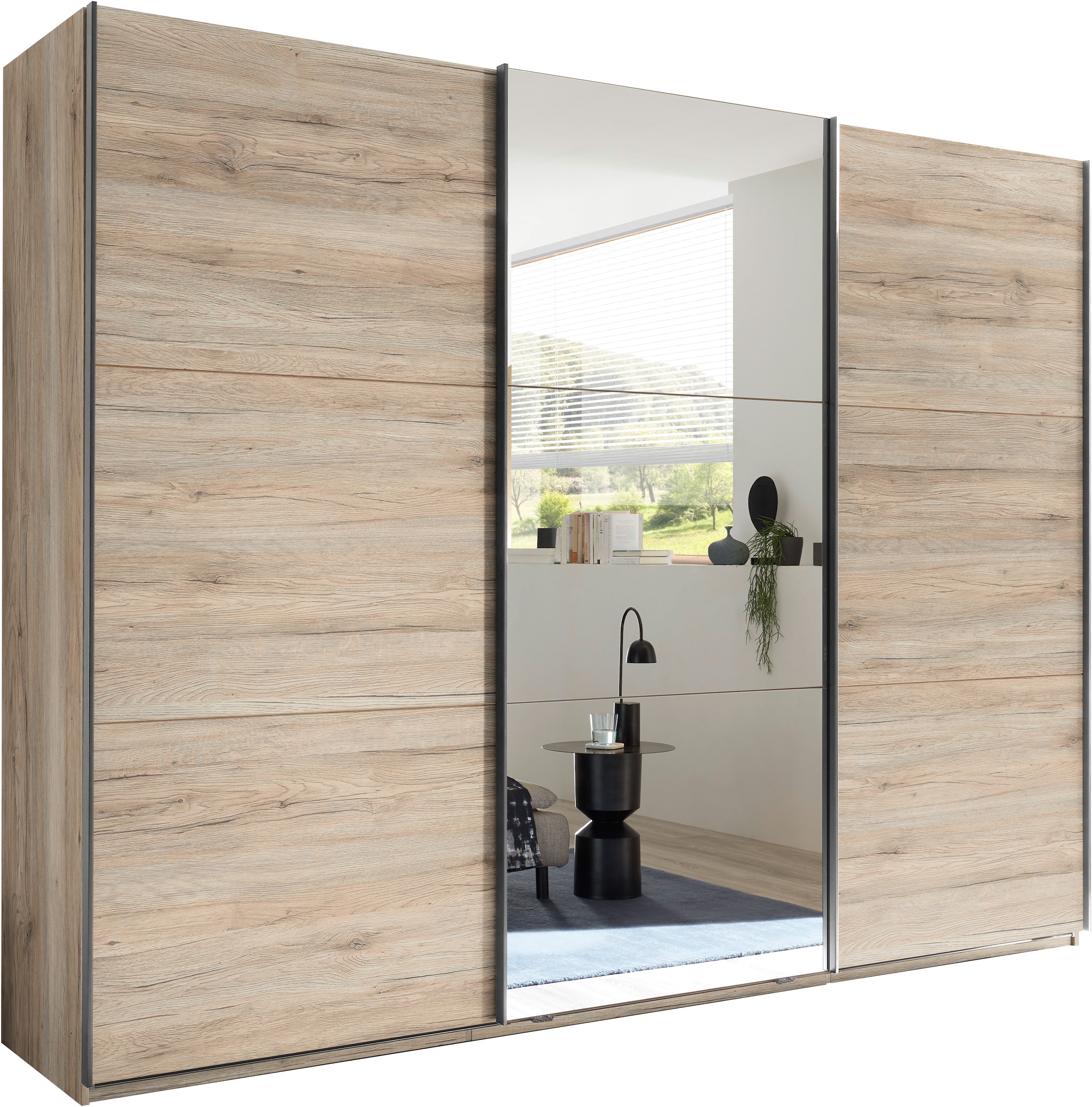 Image of Schlafkontor Schwebetürenschrank "Bravo Kleiderschrank, Schiebetürenschrank" mit Spiegeltür, wahlweise mit Zubehör