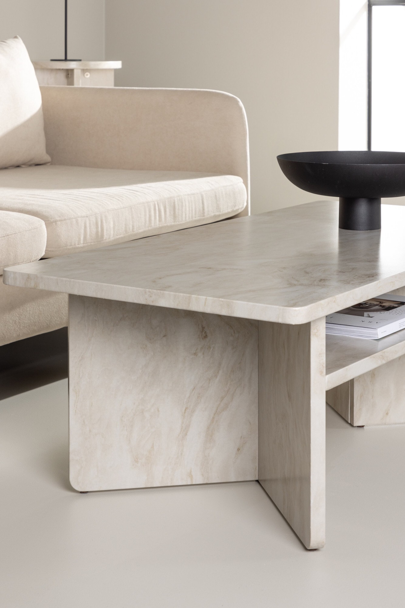 Venture Home Couchtisch »Ålesund, Couchtisch 120 × 60 × 42 cm in beiger Marmoroptik, edel« Sofatisch, MDF, Papierlaminat, rechteckig, marmoroptik, edel