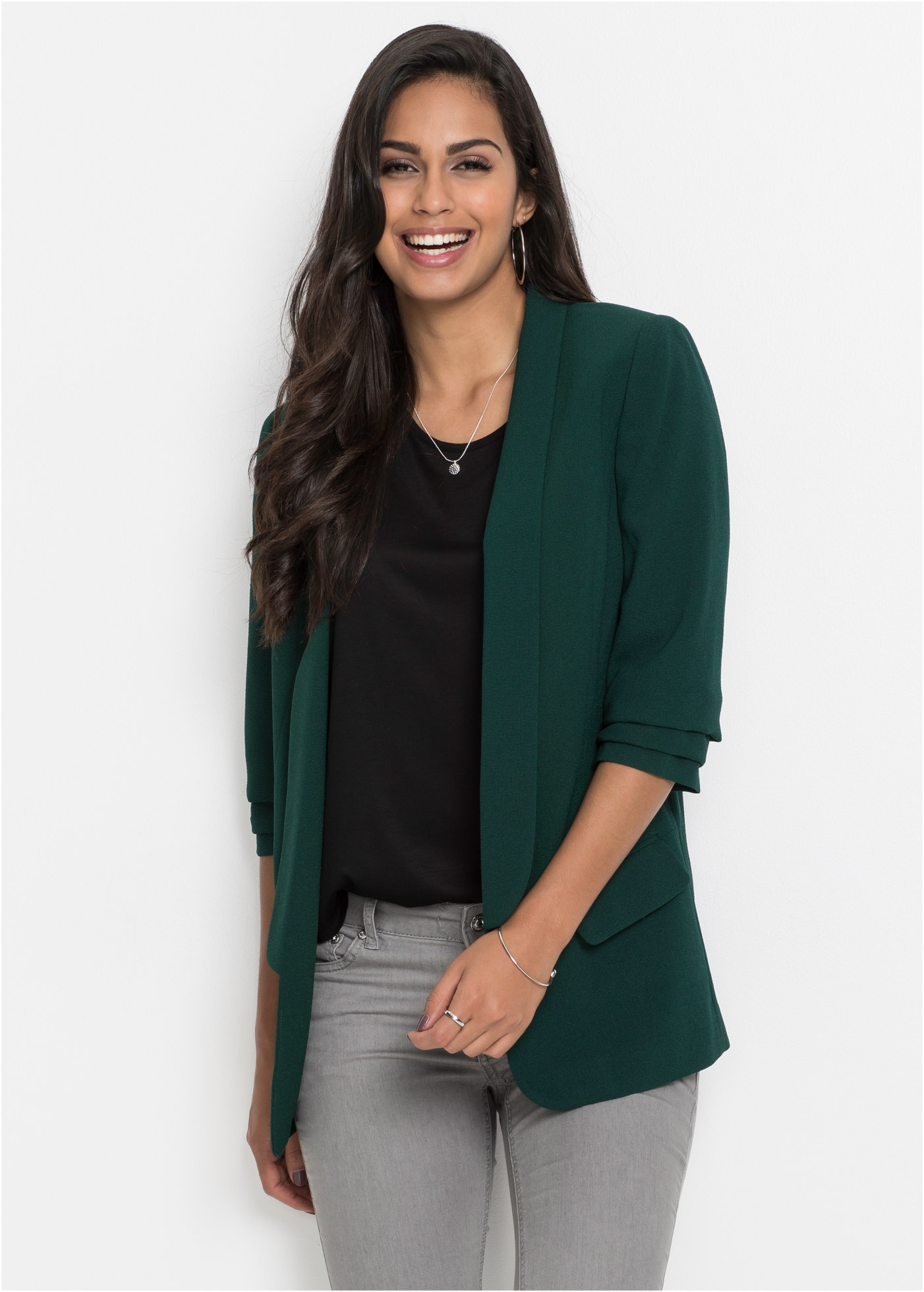 Image of bonprix Longblazer festlicher Stil, taillierte Passform, aus Polyester und Elasthan