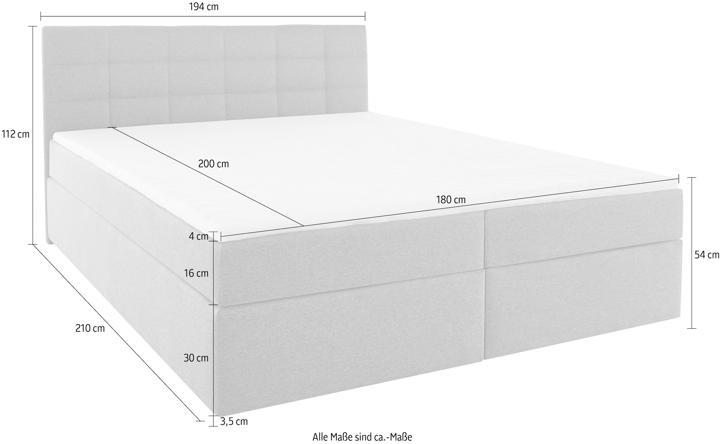 INOSIGN Boxbett »Fidan«, wahlweise mit Bettkasten, in H2, H3 & H4 erhältilich