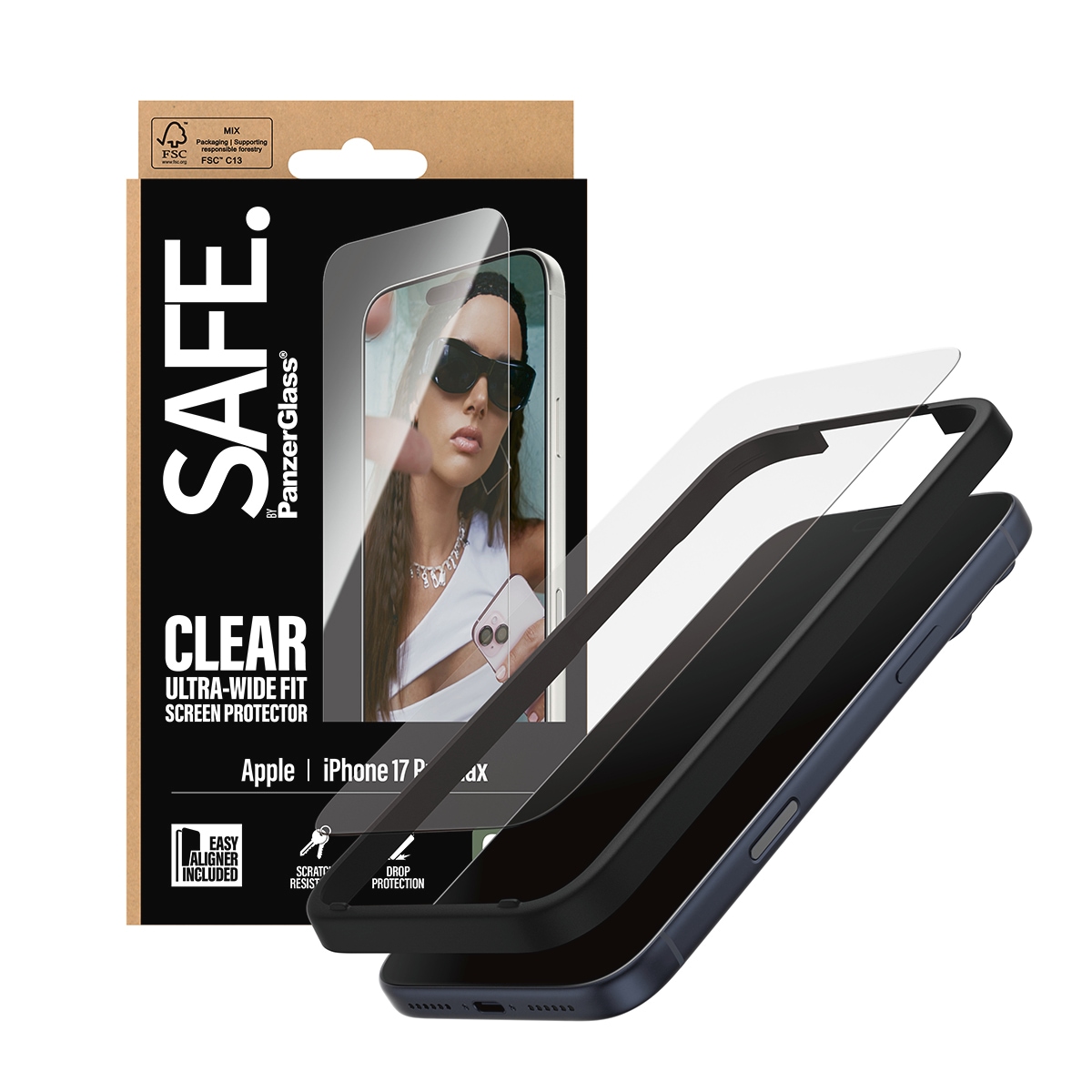 SAFE by PanzerGlass Displayschutzglas »Ultra-Wide Fit Screen Protector« für Apple iPhone 17 Pro Max Displayschutzfolie, Schutzfolie, Bildschirmschutz, kratz- & stossfest