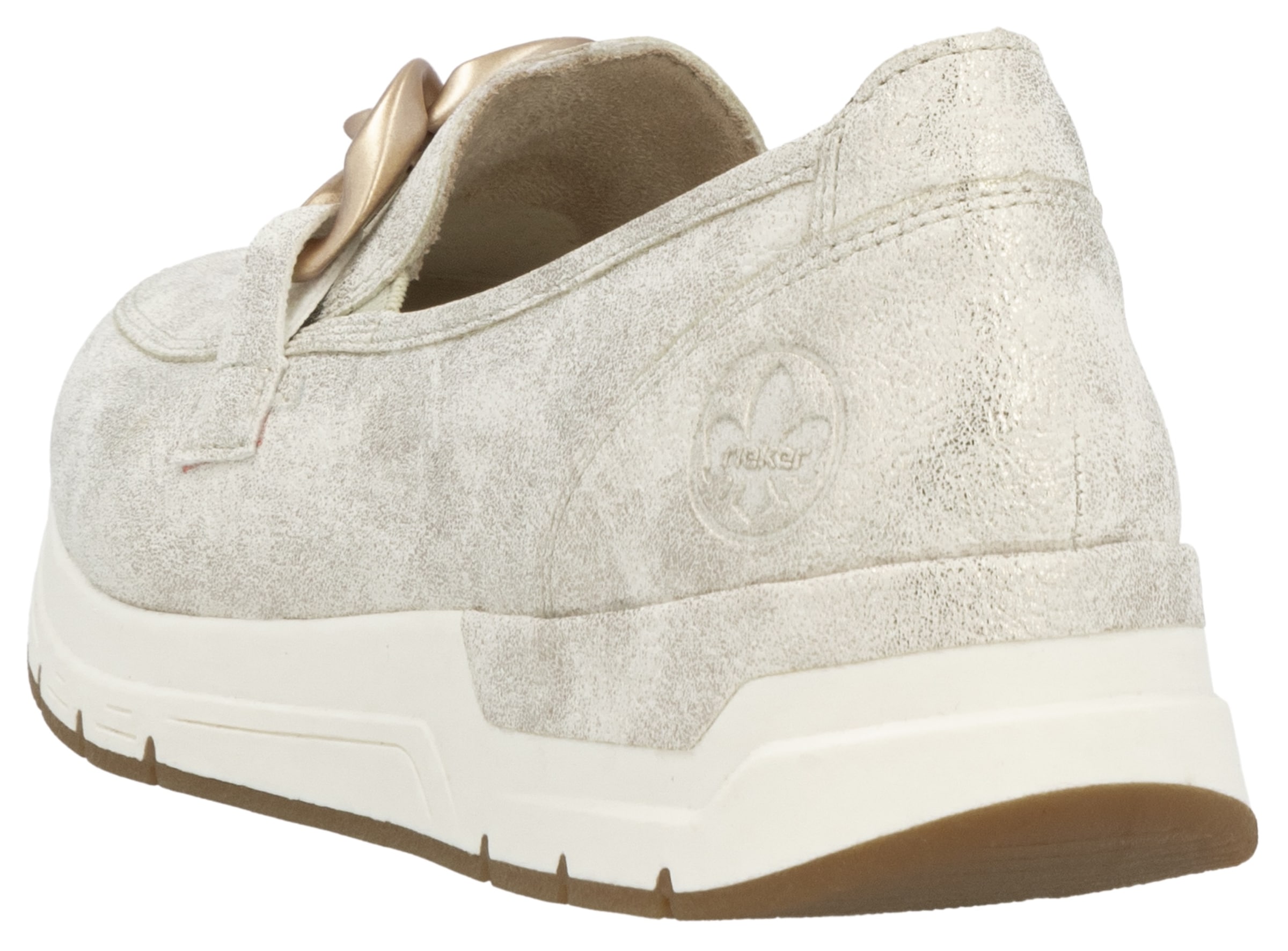 Rieker Loafer  , Slipper, Slip-on Sneaker, Halbschuh mit modischer Zierkette