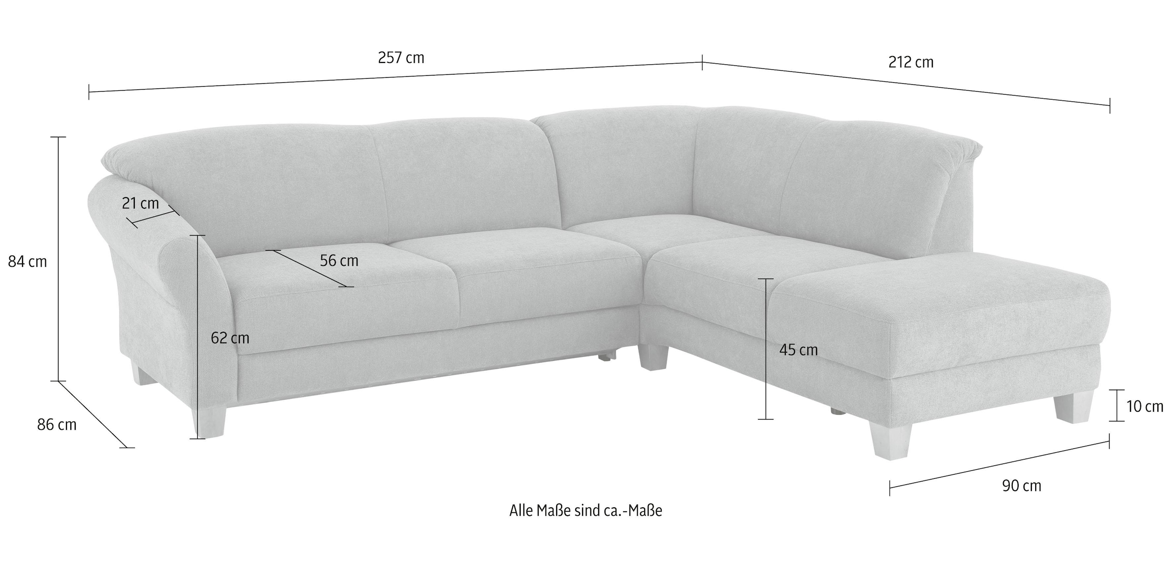 Home affaire Ecksofa »Gotland L-Form«, wahlweise mit Sitztiefenverstellung + Bettkasten