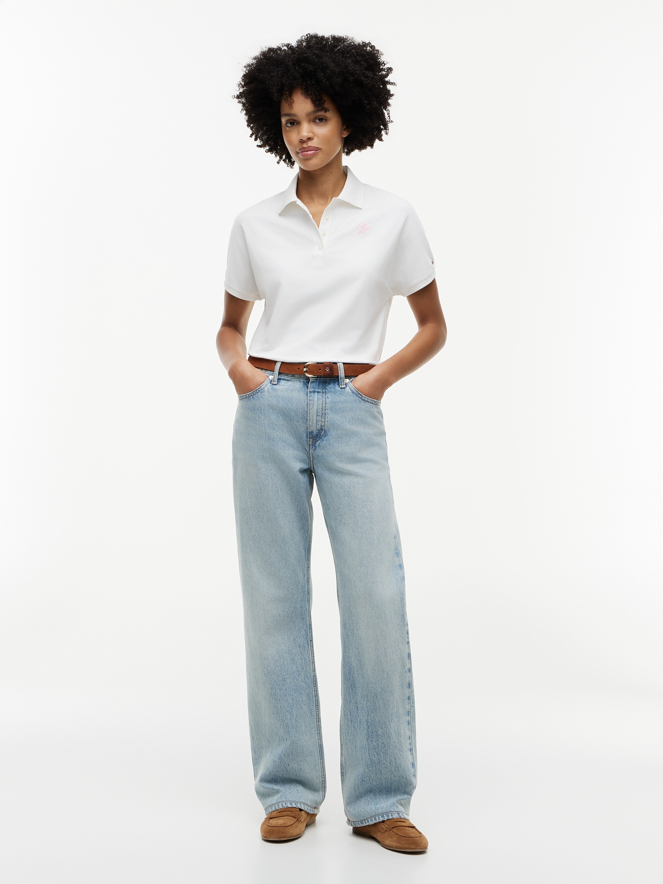 Tommy Hilfiger Poloshirt »TH SCRIPT MODERN SS POLO« Baumwollmischung, Polokragen, kurze Knopfleiste