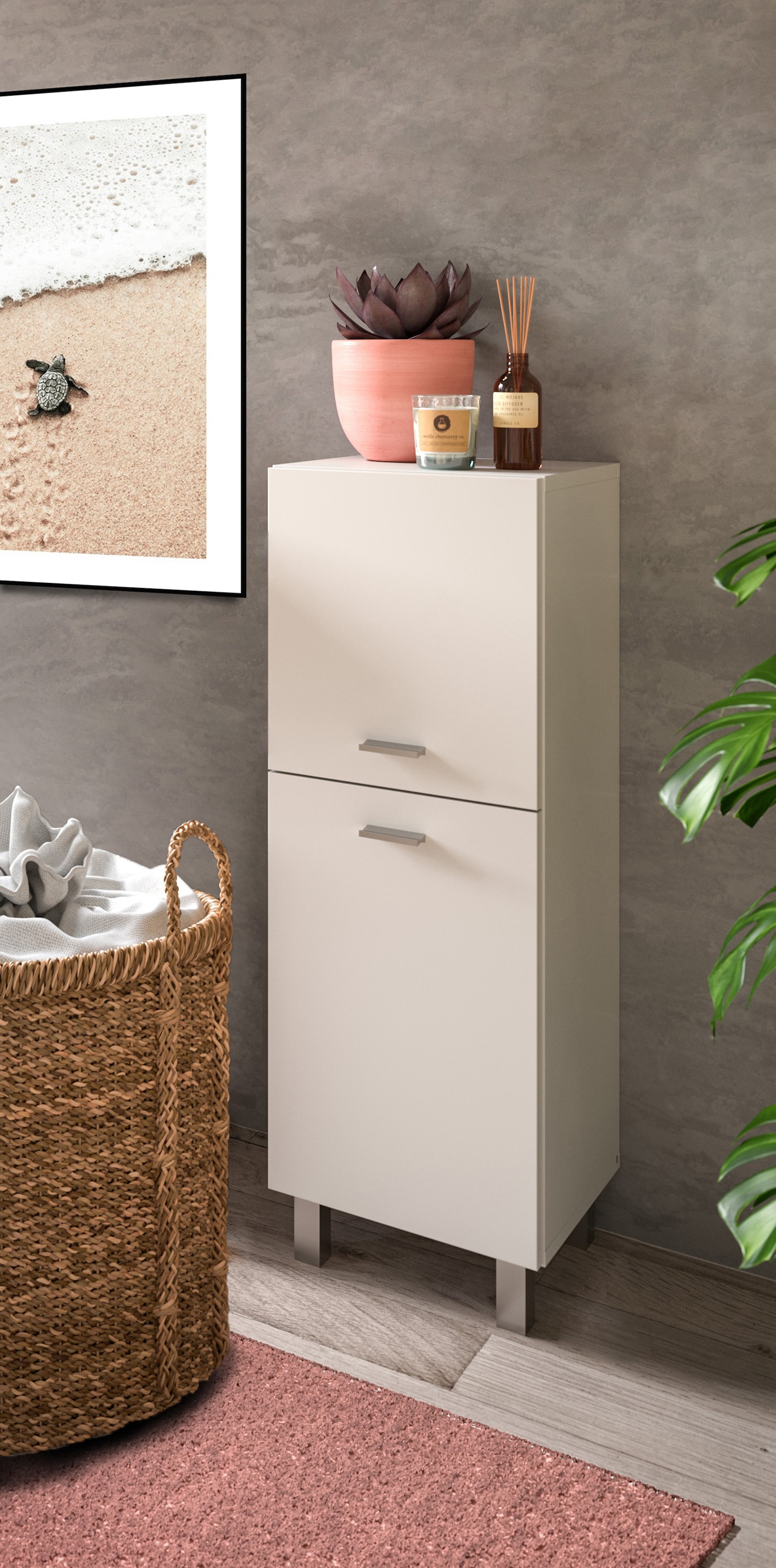 welltime Midischrank »Tampa, Höhe 80cm, hängend oder stehend montierbar« Badschrank, Bad-Möbel, Badezimmer