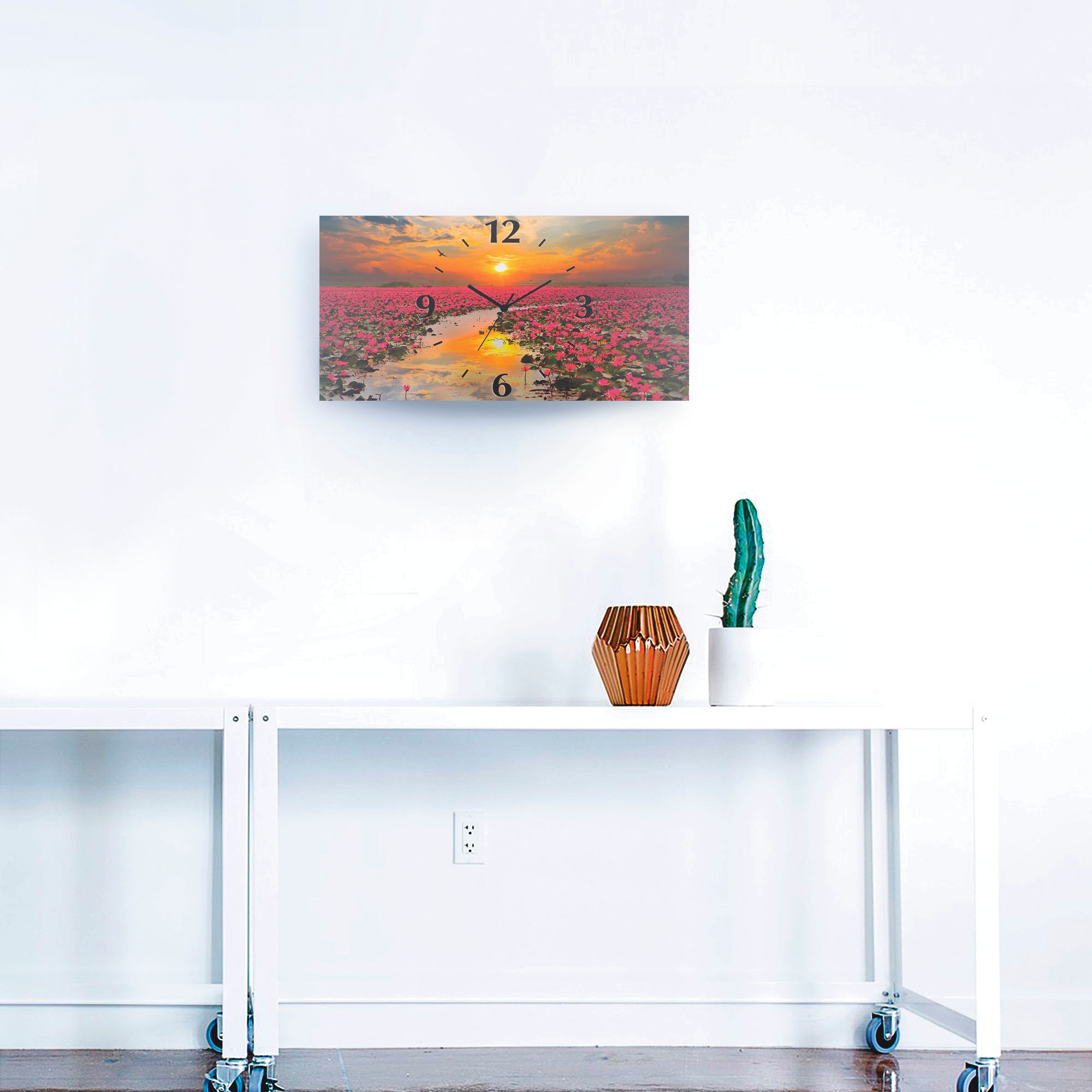 Artland Horloge murale »Sonnenschein blühende Lotusblume« wahlweise mit Quarz- oder Funkuhrwerk, lautlos ohne Tickgeräusche