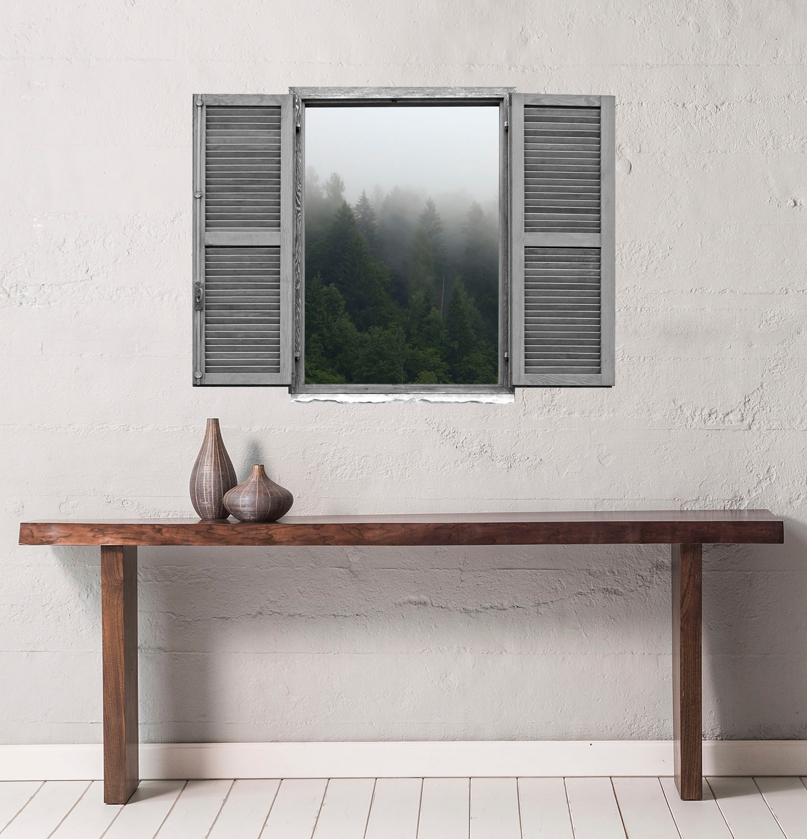 queence Autocollant mural »Wald« Wandsticker, Wandbild, selbstklebend, 3D, Fenster