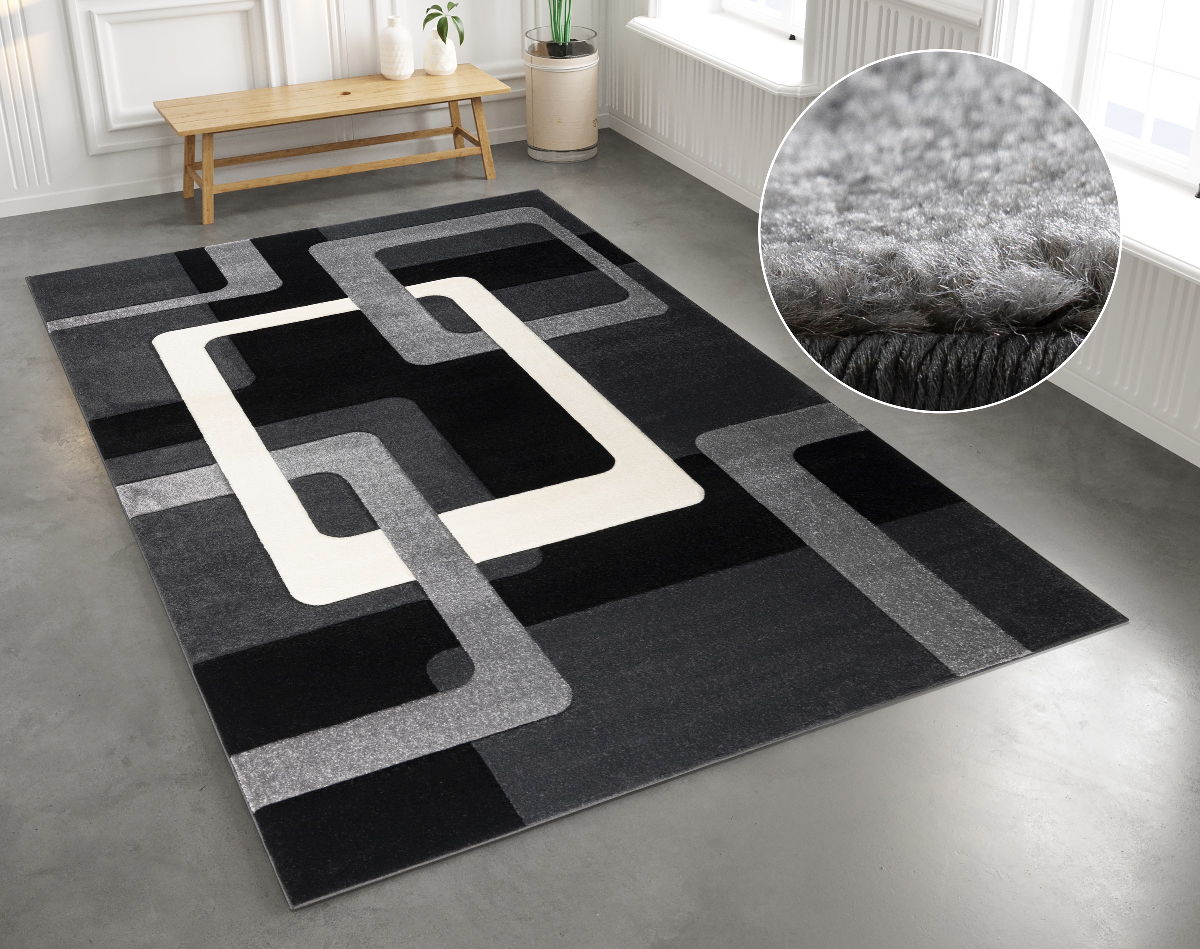 Image of GOODproduct Teppich "Maxim" rechteckig 13 mm Höhe Hoch-Tief-Effekt, Kurzflor, 3D-Design, Kundenliebling