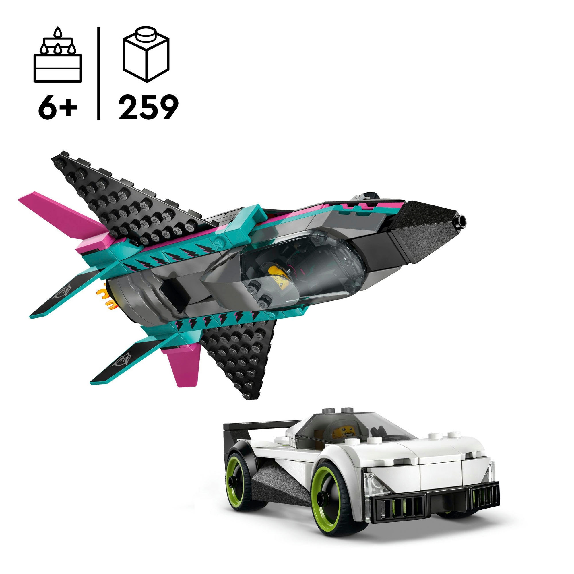 LEGO® Konstruktionsspielsteine »Düsenflieger vs. Rennauto (60489), LEGO City« Made in Europe
