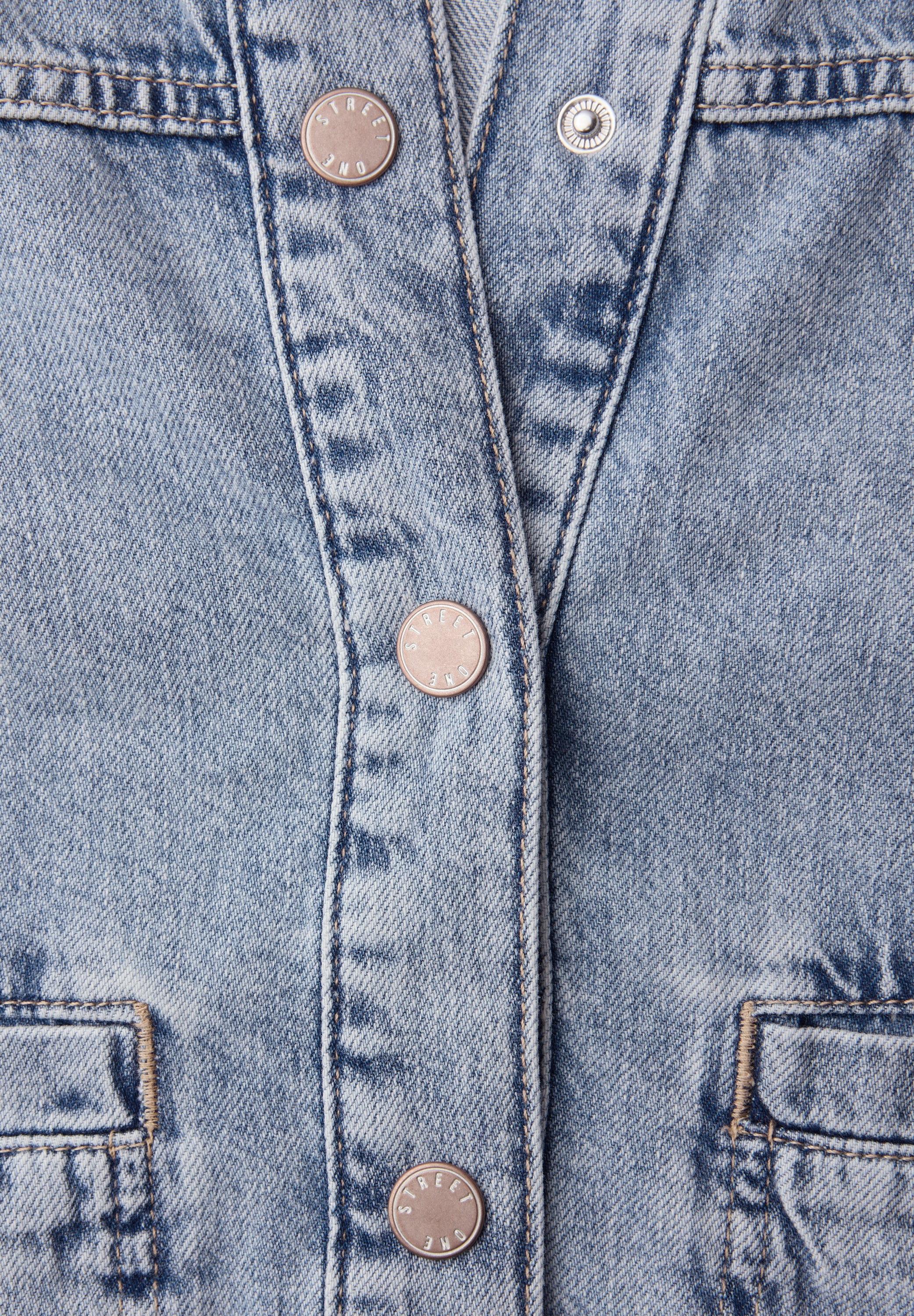 STREET ONE Jeansjacke ohne Kapuze mit grossen Taschen und Hemdkragen