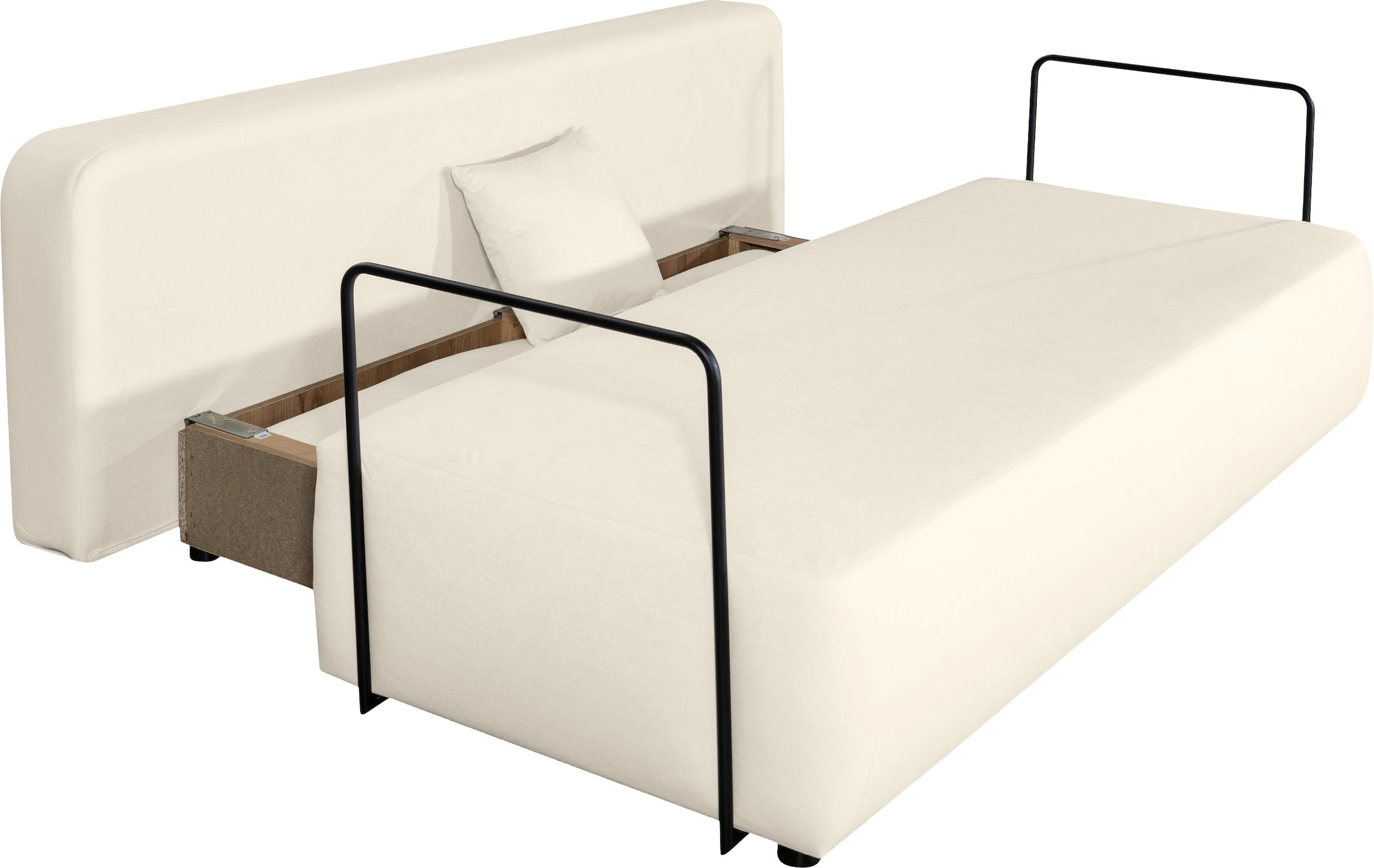 COLLECTION AB Schlafsofa »Maria, B: 191 cm, Liegefl. 143x190 cm« Schlaffunktion,Bettkasten,Bonnelfederkern,Moderne Armlehnen aus Metall